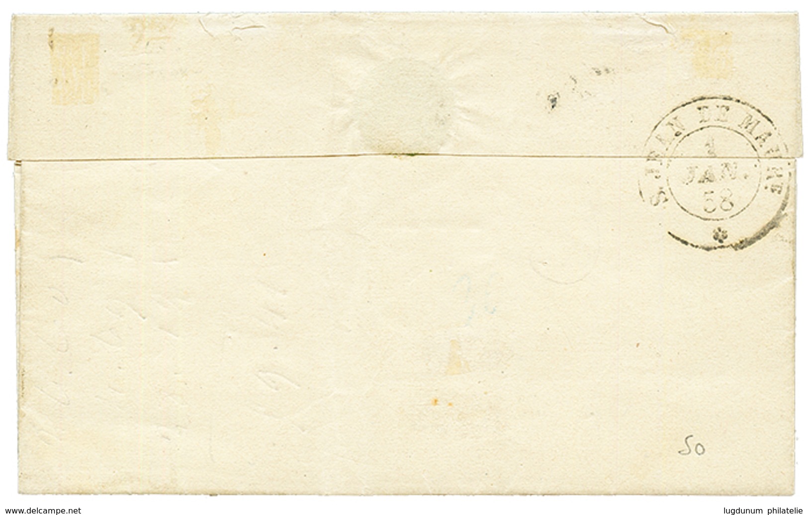 "LANSLEBOURG" : 1857 SARDAIGNE 20c (n°12) Filets Intacts Obl. LANSLEBOURG Sur Lettre. TB. - Other & Unclassified