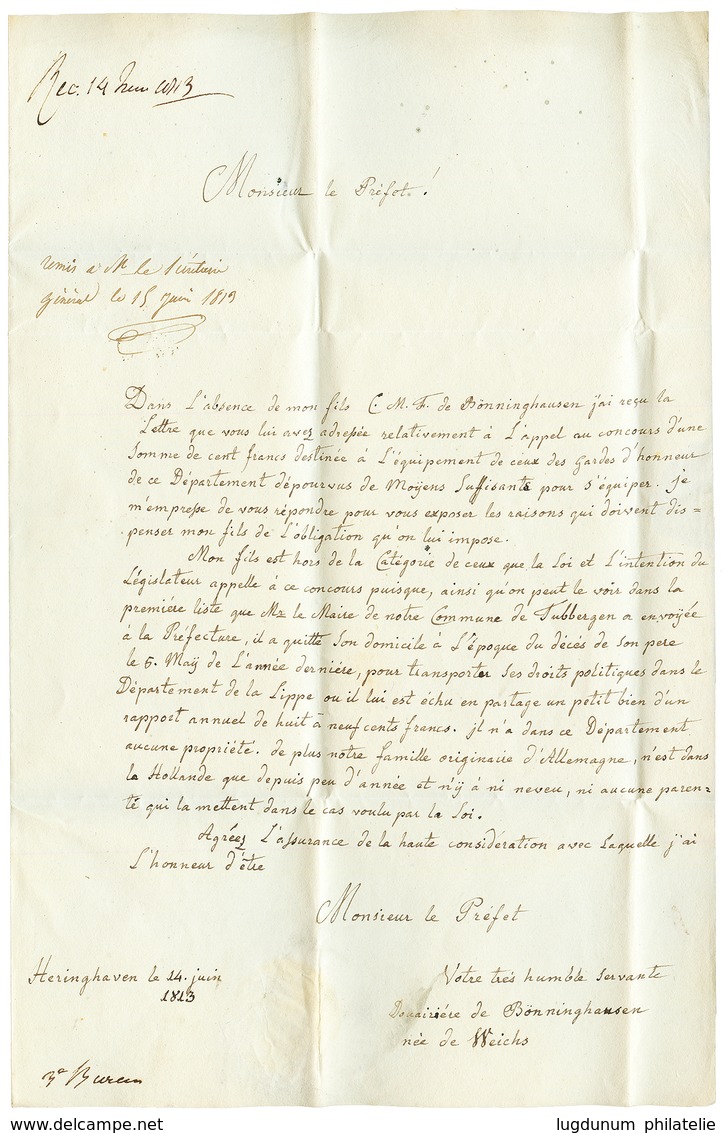 1813 P.120.P ALMLO En Rouge Sur Lettre Pour ZWOLL. RARE Et Superbe. - 1792-1815: Conquered Departments