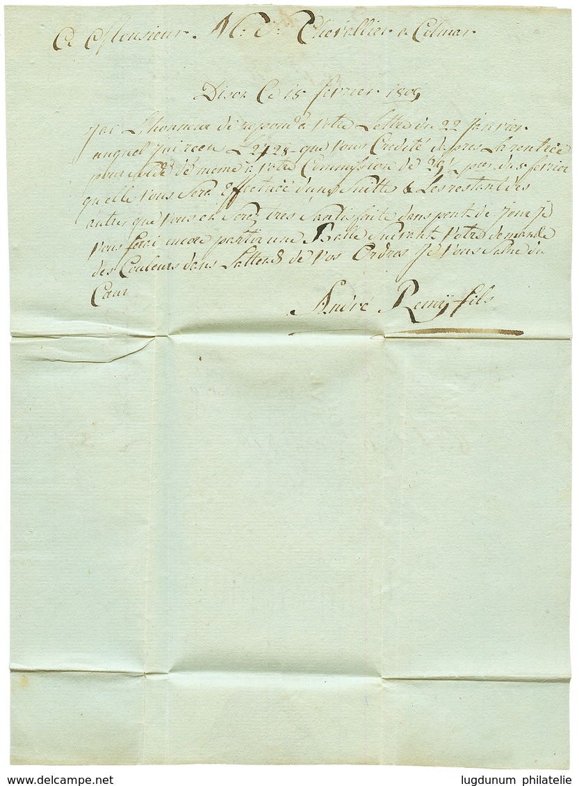 1809 96 HERVE En BLEU (rare) Sur Lettre Avec Texte Pour COLMAR. TTB. - 1792-1815: Conquered Departments