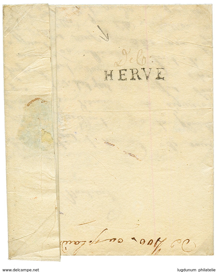 1816 "DEB" + 96 HERVE Au Verso D'une Lettre Taxé Et Détaxée Avec Texte Daté TOURNAY Pour DIJON. Trés RARE. TTB. - 1792-1815: Conquered Departments