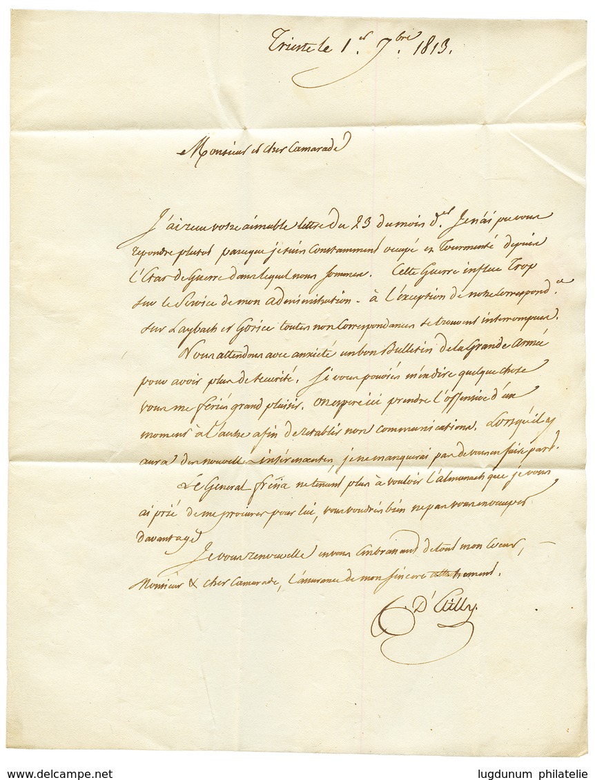 1811/13 2 Lettres Avec Texte De TRIESTE Et Marque De Franchise Dont DIRECTon GENale DES POSTES ILLYRIE Rouge . TTB. - Other & Unclassified