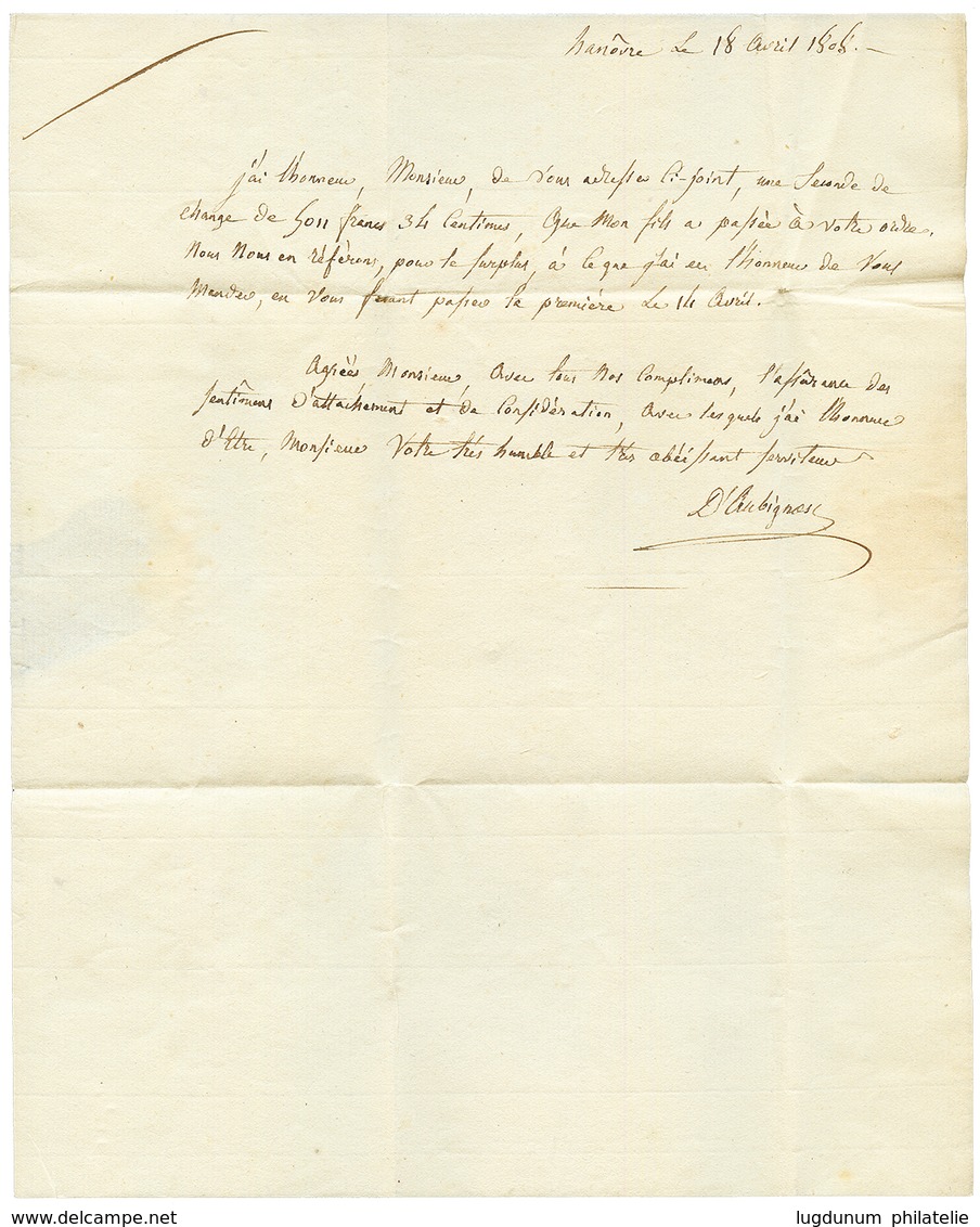 1808 N°24 ARMEE DU RHIN En Rouge Sur Lettre Avec Texte Daté "HANNOVRE" Pour La FRANCE. RARE (REINHARDT = 1000). TTB. - Army Postmarks (before 1900)