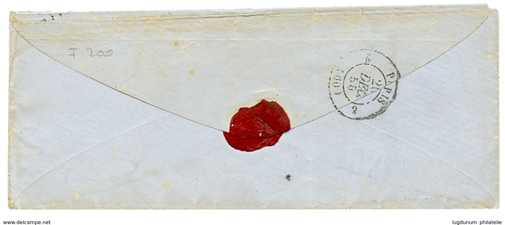 "BUREAU P" : 1855 20c(n°14) Obl. AOP + ARME D'ORIENT Bau P Sur Env. Pour PARIS. Signé J.F BRUN. TTB. - Army Postmarks (before 1900)