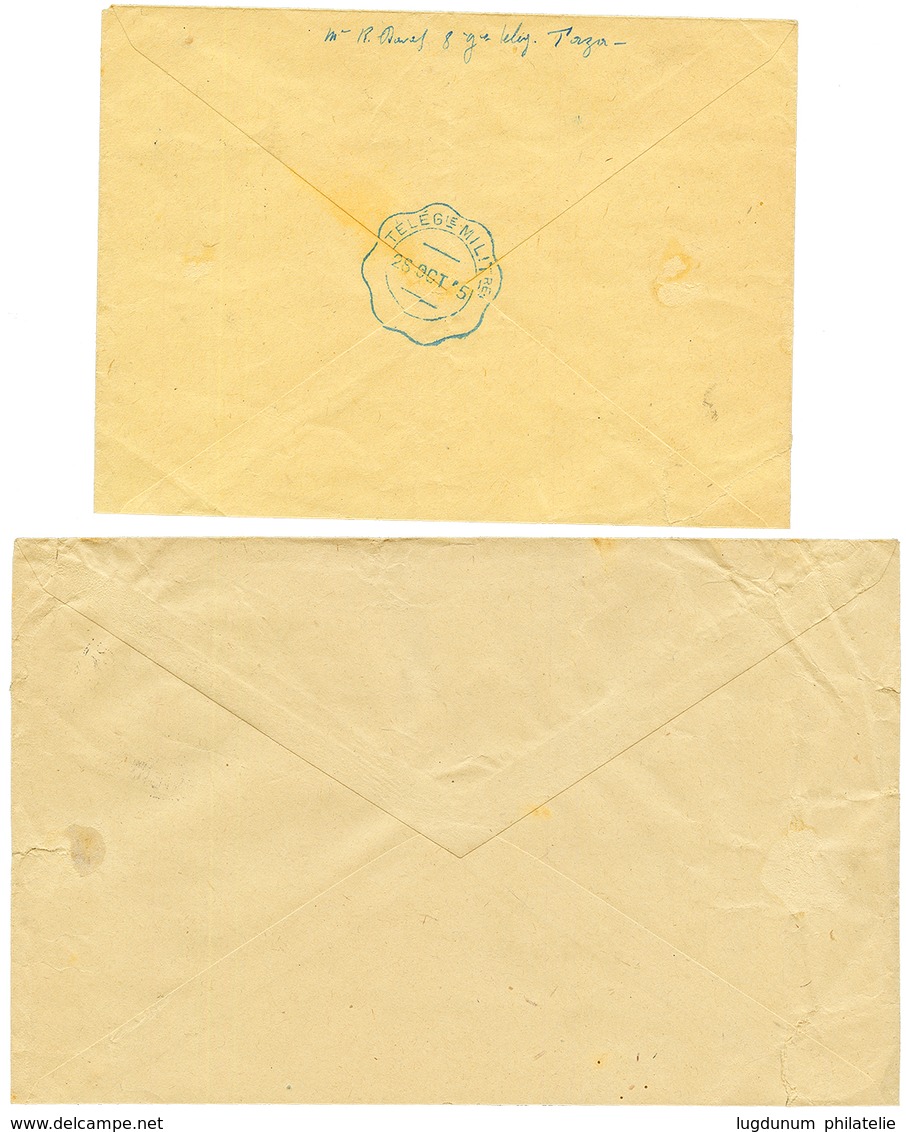 "TELEGRAPHIE MILITAIRE - MAROC" : 1915 2 Lettres Avec POSTE TELEGRAPHIQUE MOUL-EL-BACHA Et T.P TAZA + TELEGRAPHIE MILITA - Army Postmarks (before 1900)