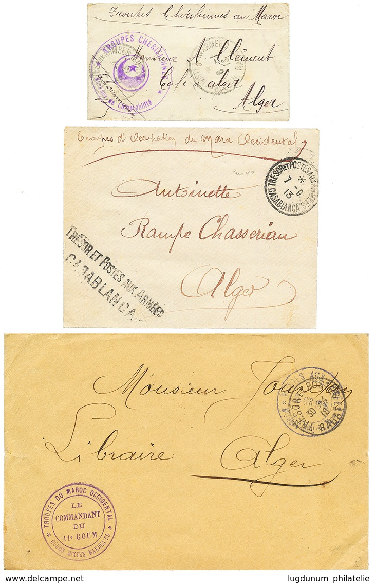 POSTE MILITAIRE AU MAROC Et CONFINS MAROCAINS : 1910/17 Lot De 11 Lettres Avec Cachets Militaires (HAUT-GHUIR, TAZA, CON - Army Postmarks (before 1900)