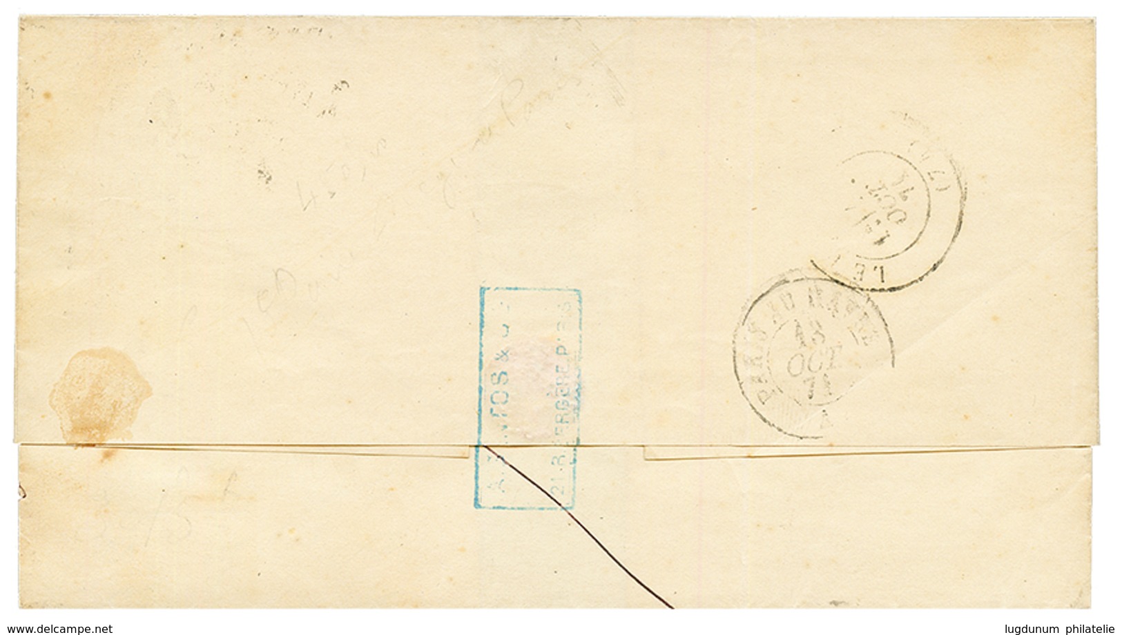 1871 Mixte 10c SIEGE (n°36) + 15c CERES (n°59) Obl. Etoile Sur Lettre De PARIS Pour LE HAVRE. RARE. TTB. - 1871-1875 Ceres