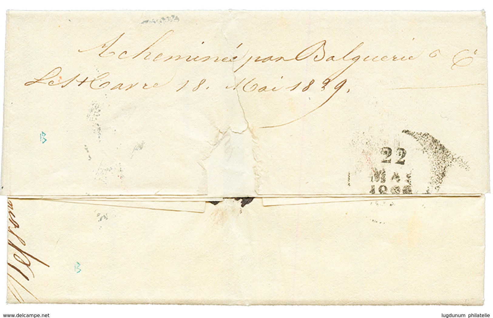 INDIA - Compagnie BALGUERIE LE HAVRE : 1829 Cachet D' Essai Rouge LE HAVRE 1829 + Taxe 6 Sur Lettre Avec Texte De CALCUT - Maritime Post