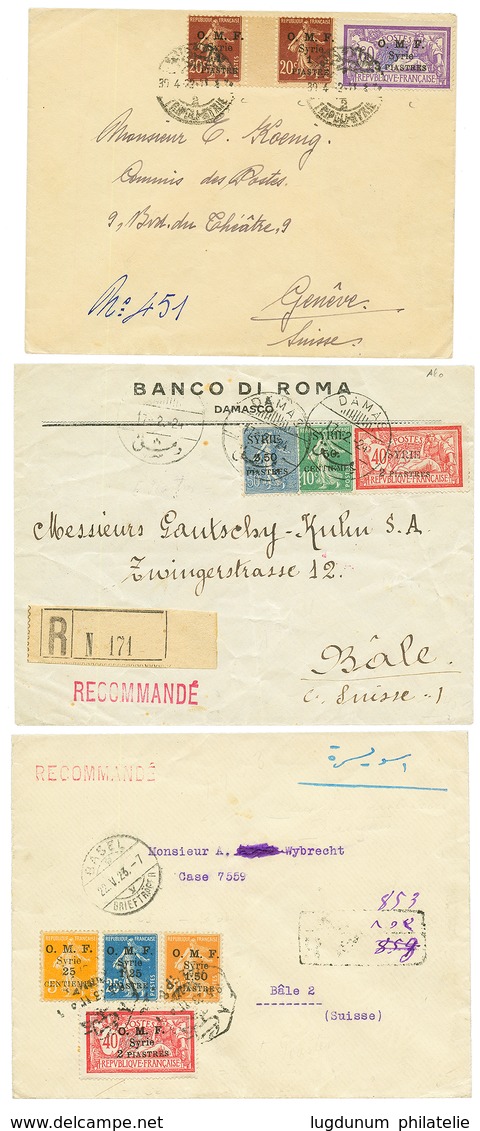 LIBAN -SYRIE : 1922/24 Lot 3 Enveloppes De ALEP, DAMAS Ou TRIPOLI SYRIE Pour La SUISSE. Beau Affrt. TB. - Lebanon