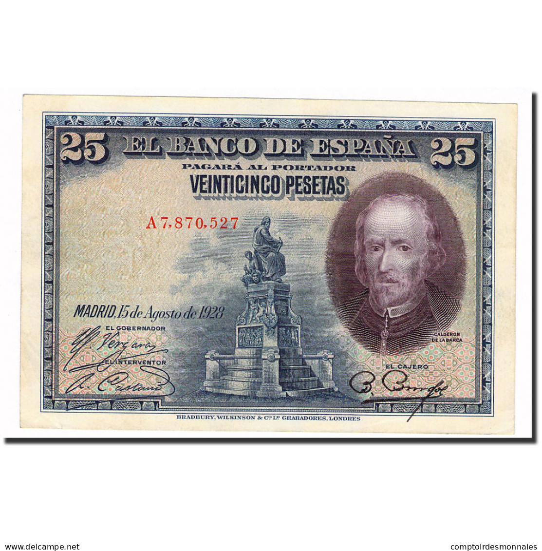 Billet, Espagne, 25 Pesetas, 1928, 1928-08-15, KM:74b, SUP - 1-2-5-25 Pesetas