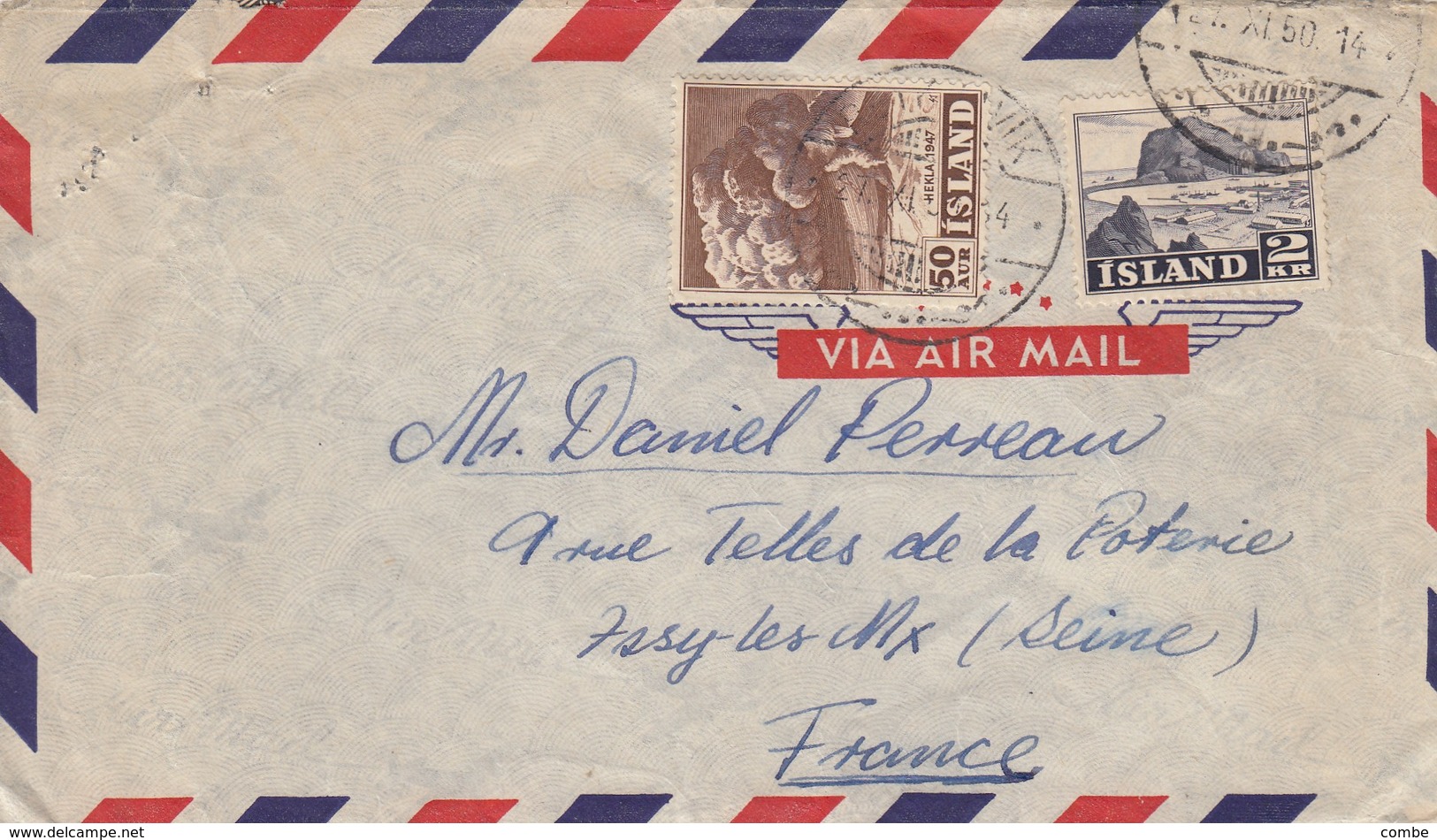 LETTRE ISLAND. 1950. REYKJAWIK POUR  LA FRANCE / 3 - Lettres & Documents