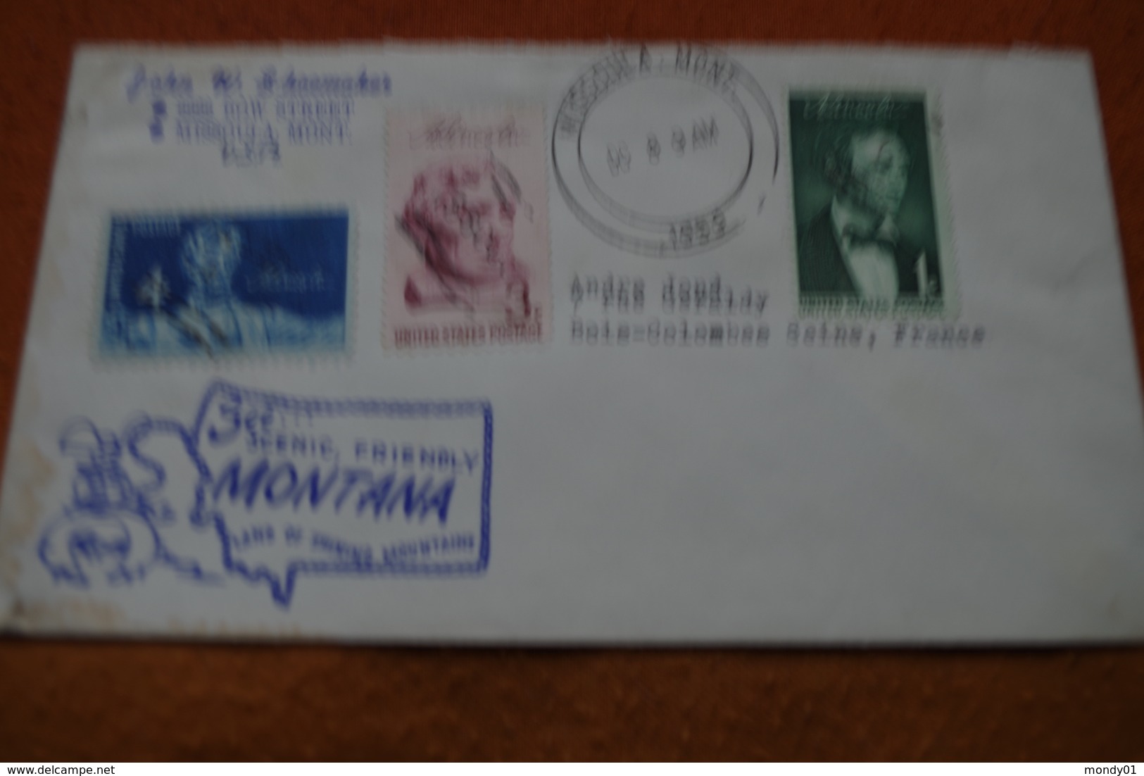 3-1436 USA To France 1959 FDC President Lincoln Missoula Montana Rodeo Cowboy - George Washington