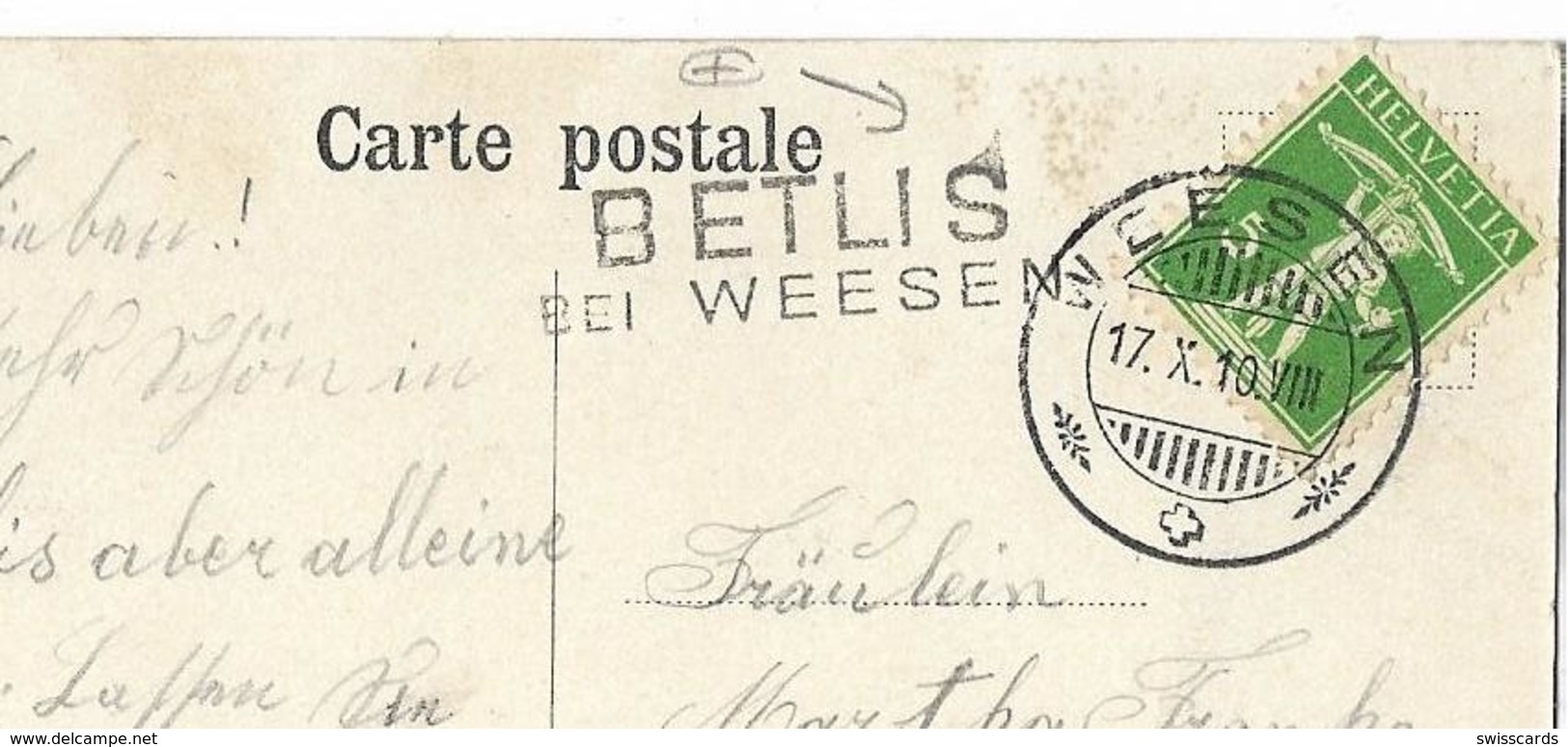 WEESEN BETLIS: Wirtschaft, Stabstempel 1910 - Weesen