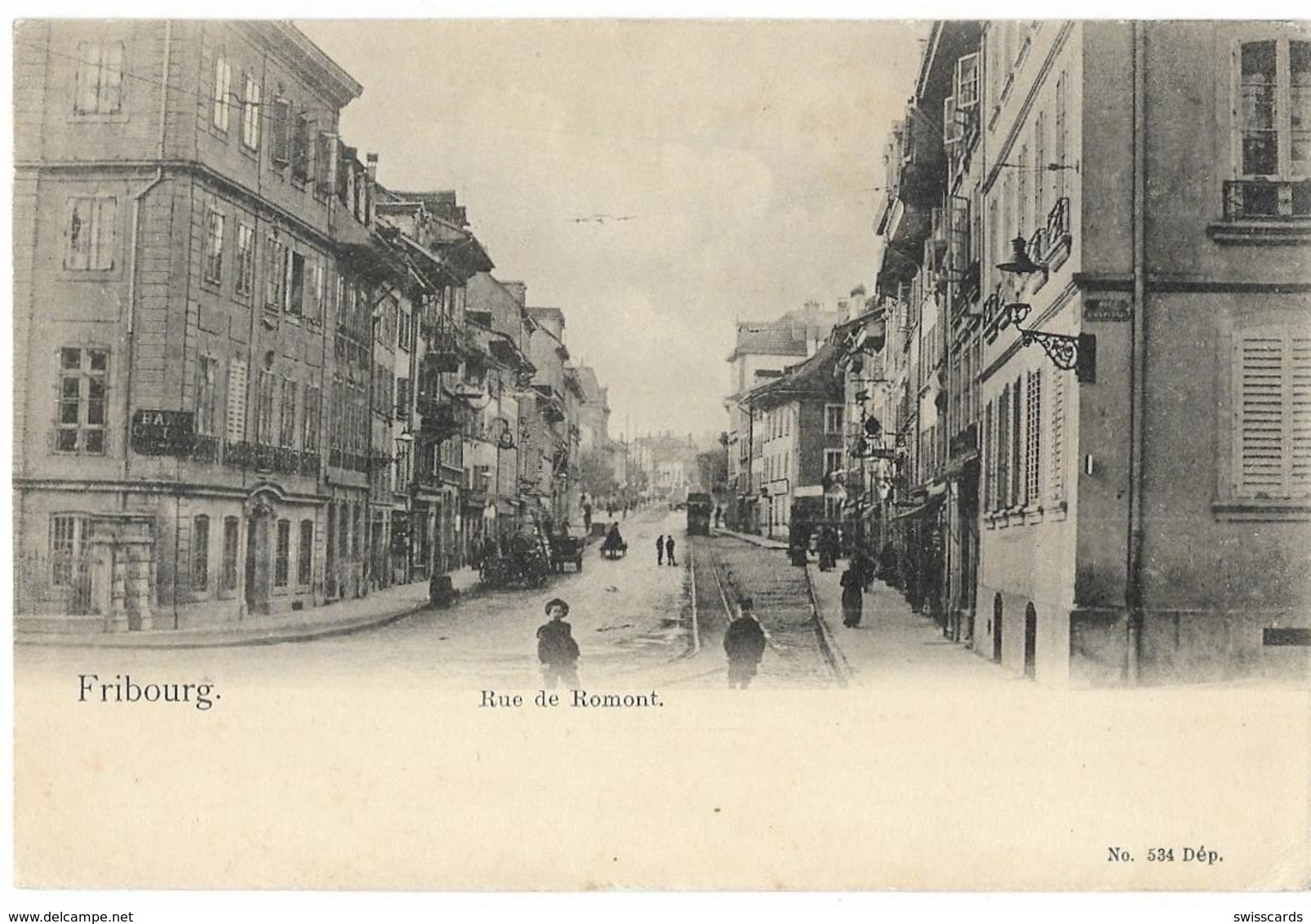 FRIBOURG: Rue De Romont, Animée ~1900 - Romont