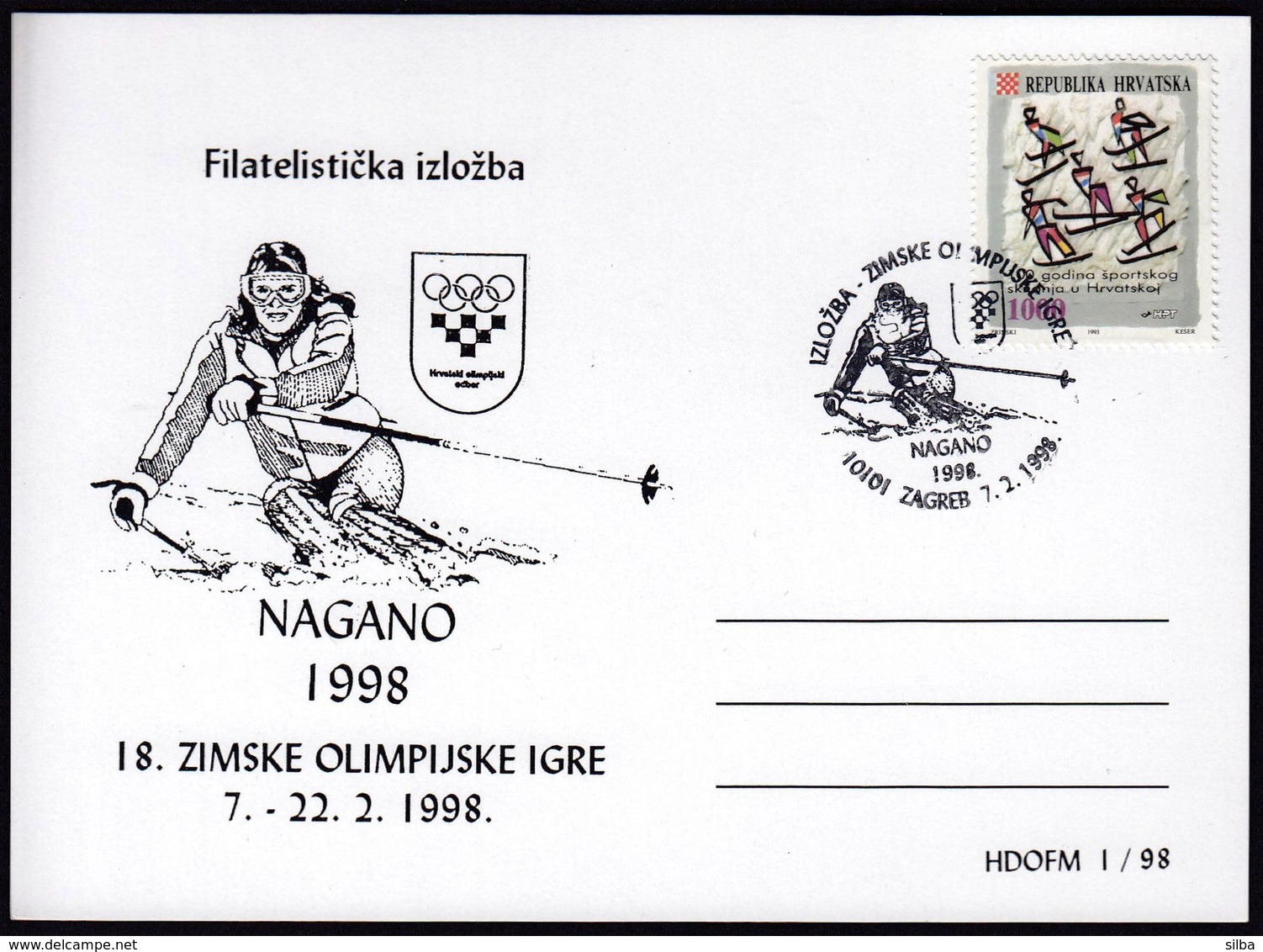 Croatia Zagreb 1998 / Olympic Games Nagano / Philatelic Exhibition / Alpine Skiing - Winter 1998: Nagano