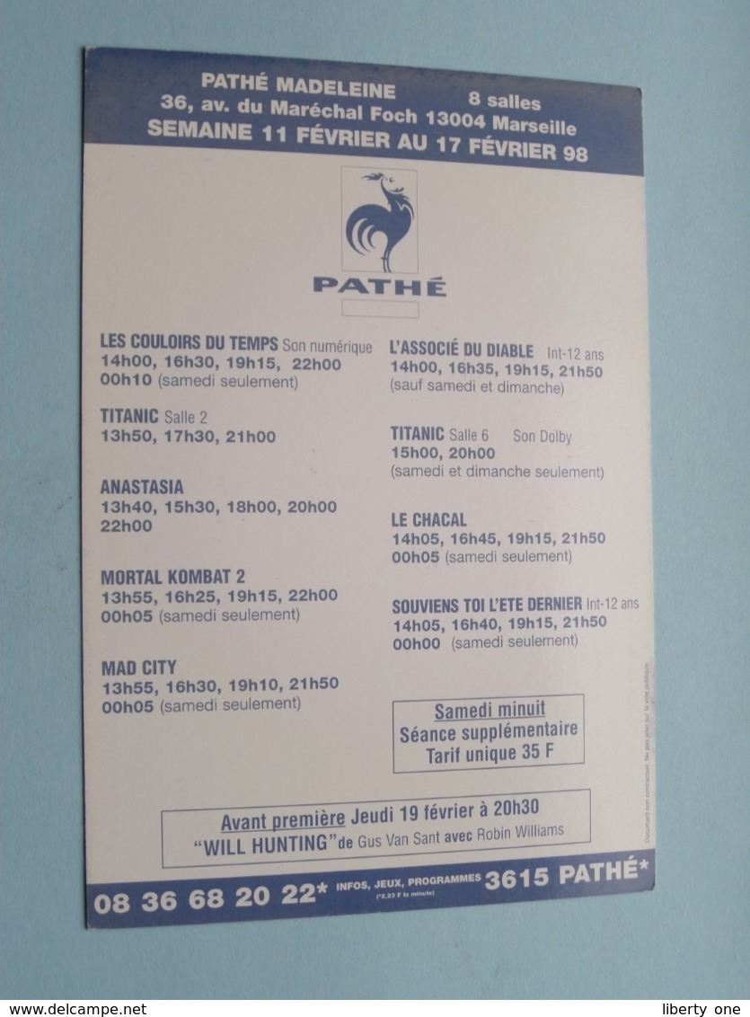 POUR LE PIRE ET POUR LE MEILLEUR > Pathé MADELEINE MARSEILLE ( Programme ) Fév 1998 ( Voir Photo > 2 Scan ) ! - Cinema Advertisement