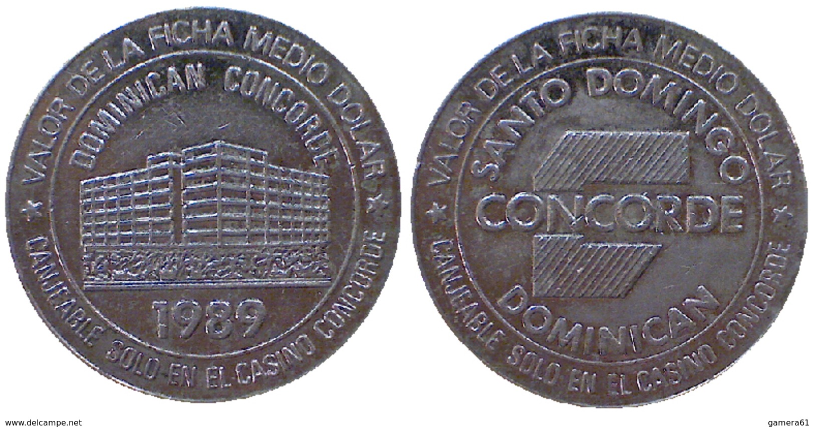 04302 GETTONE TOKEN JETON SANTO DOMINGO CASINO SANTO DOMINGO DOMINICAN CONCORD 1989 - Casino