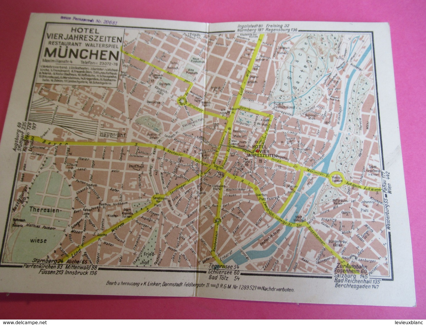 Plan Publicitaire 2 Volets/Ville De Munich & Environs/MÜNCHEN/Hotel Vier Jahreszeiten/Restaurant Walters/1960 ?   PGC319 - Transporte