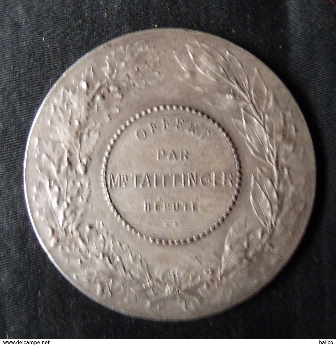 Médaille, Récompense De Concours De Boules, Bronze Argenté, Offert Par Mr. TAITTINGER, Député - Très  bon état - Boule/Pétanque