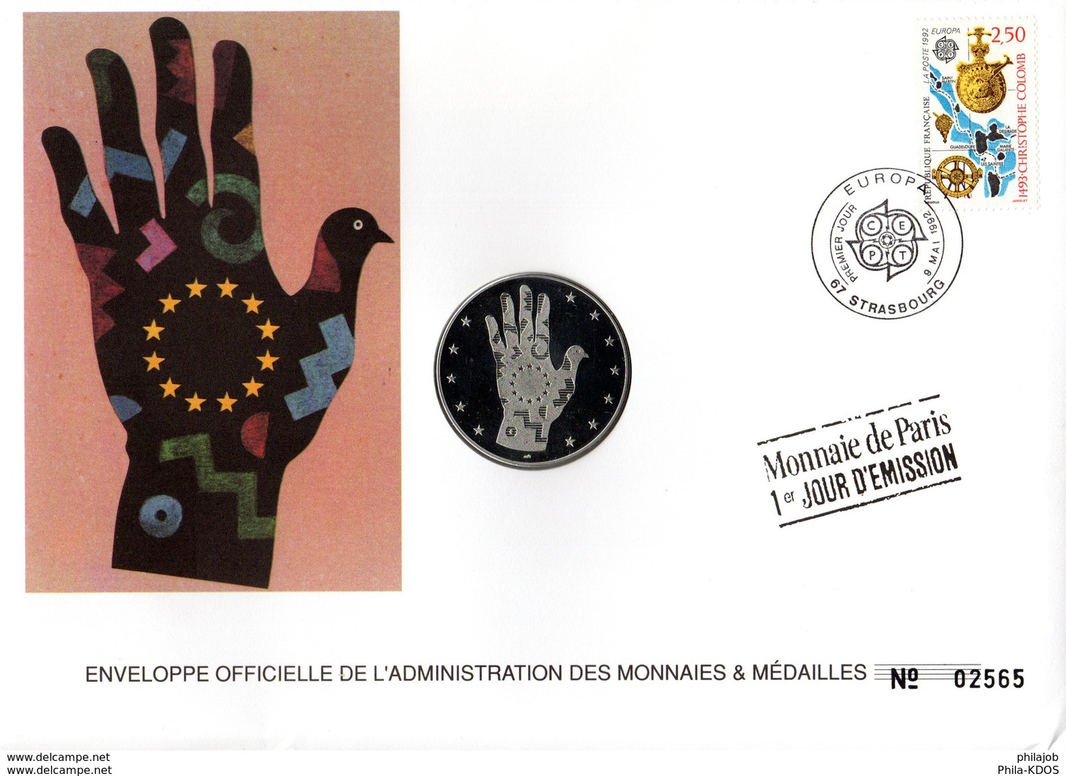 FRANCE 1992 : EUROPA / JOSS GOFFIN / BELGIQUE / ETOILES Enveloppe Philatélique Numismatique 1er Jour N°tée Parf état EPN - Collections