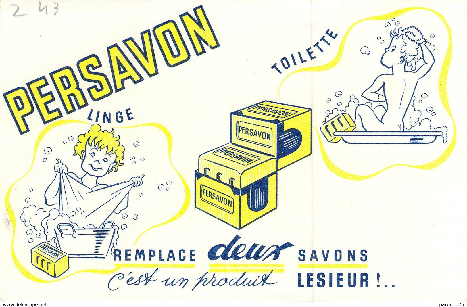 Ancien Buvard Collection PERSAVON LINGE TOILETTE  SAVON - Perfumes & Belleza