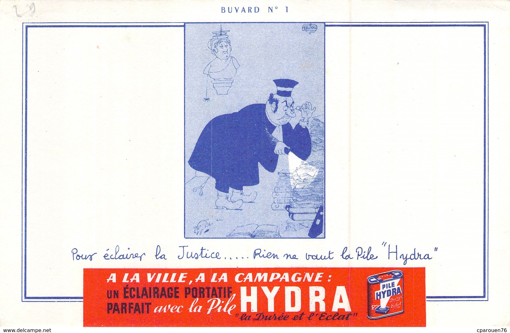Ancien Buvard Collection PILES HYDRA  ILLUSTRE PAR DUBOUT - Piles
