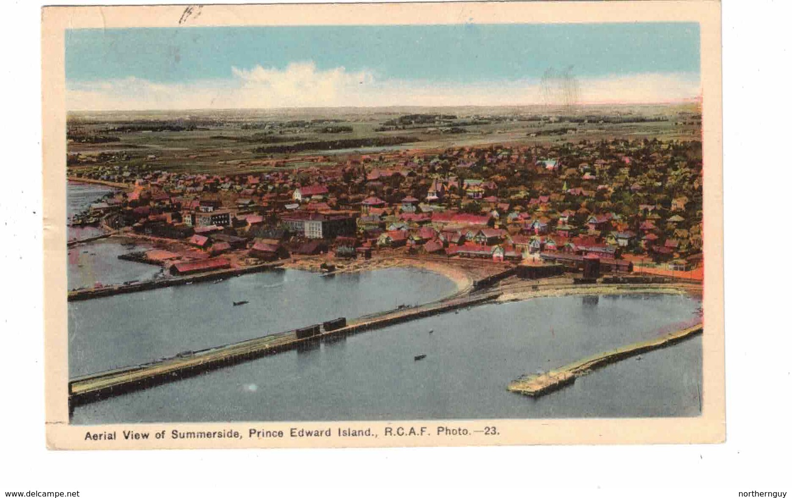 SUMMERSIDE, Prince Edward Island, Canada, Aerial View, 1946 WB PECO Postcard - Other & Unclassified