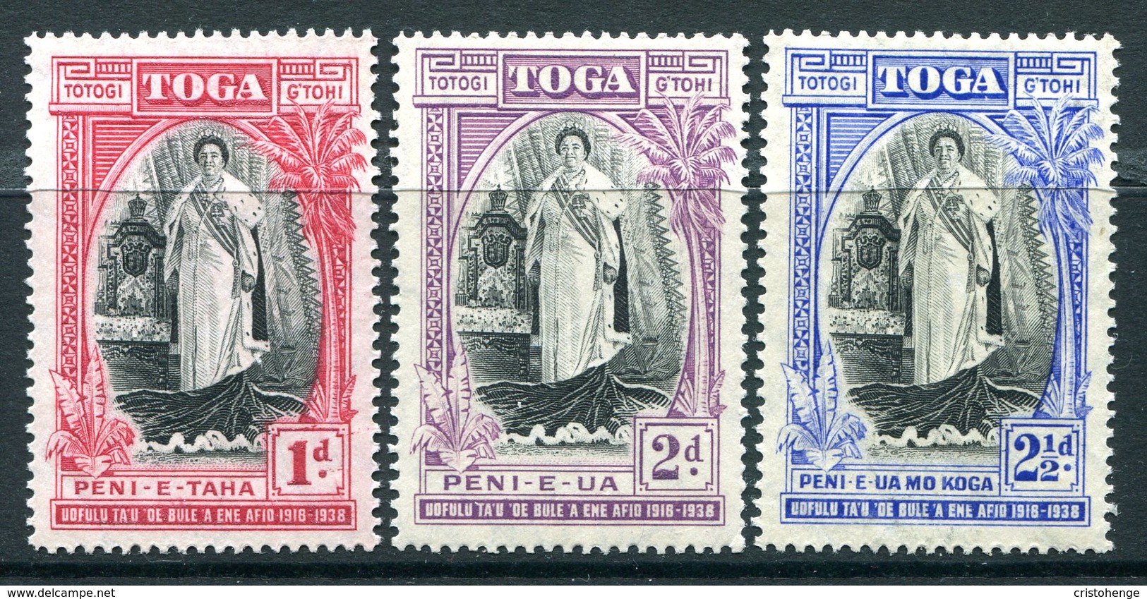 Tonga 1938 20th Anniversary Of Queen Salote's Accession Set HM (SG 71-73) - Light Gum Toning - Tonga (...-1970)