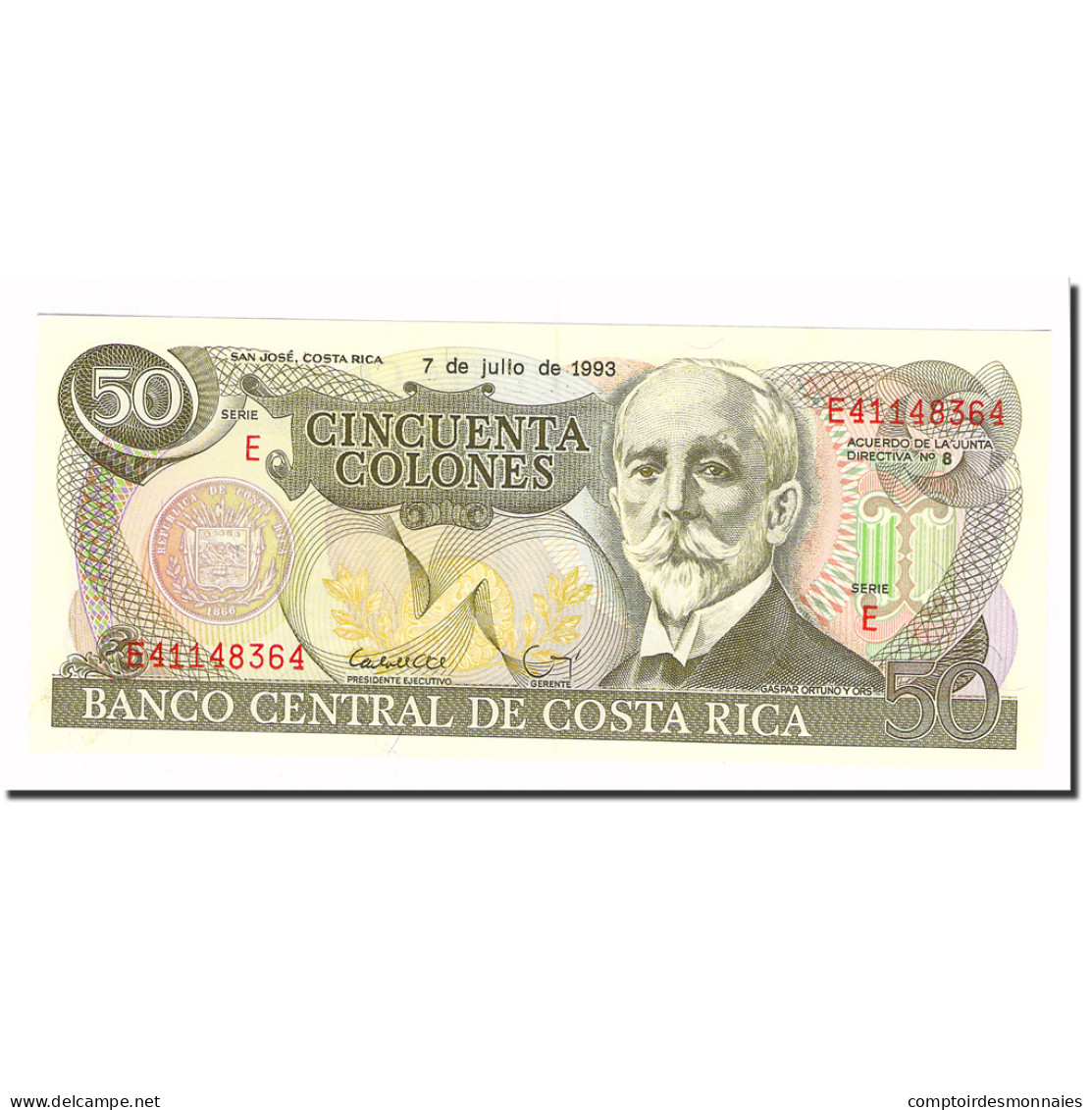 Billet, Costa Rica, 50 Colones, 1993, 1993-07-07, KM:257a, SPL - Costa Rica