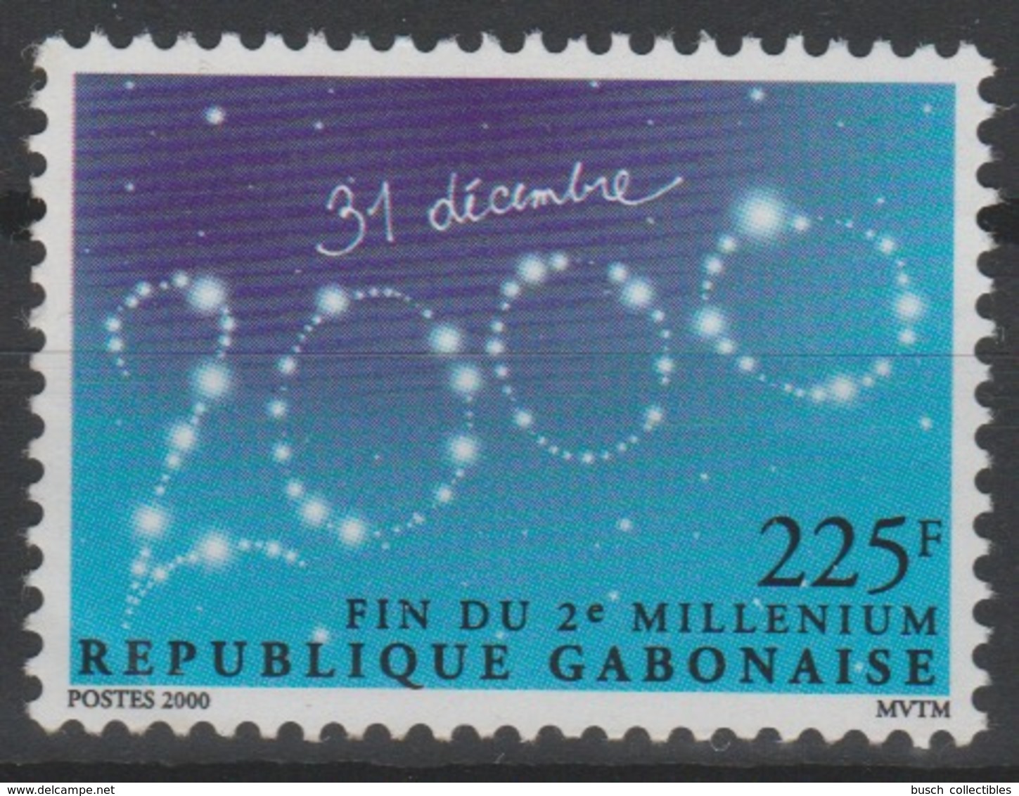 Gabon Gabun 2000 Mi. 1651 31 Décembre Fin Du 2ème Millenium Millénaire Jahrtausendwende Year RARE ! - Gabun (1960-...)