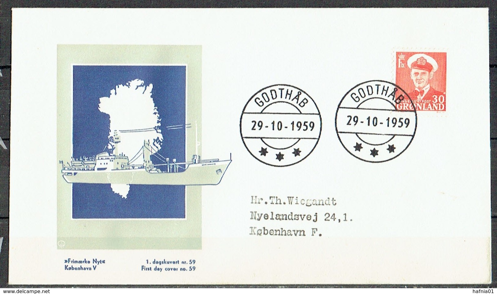 Greenland 1959. Michel 44 FDC Sent To Denmark. - Lettres & Documents