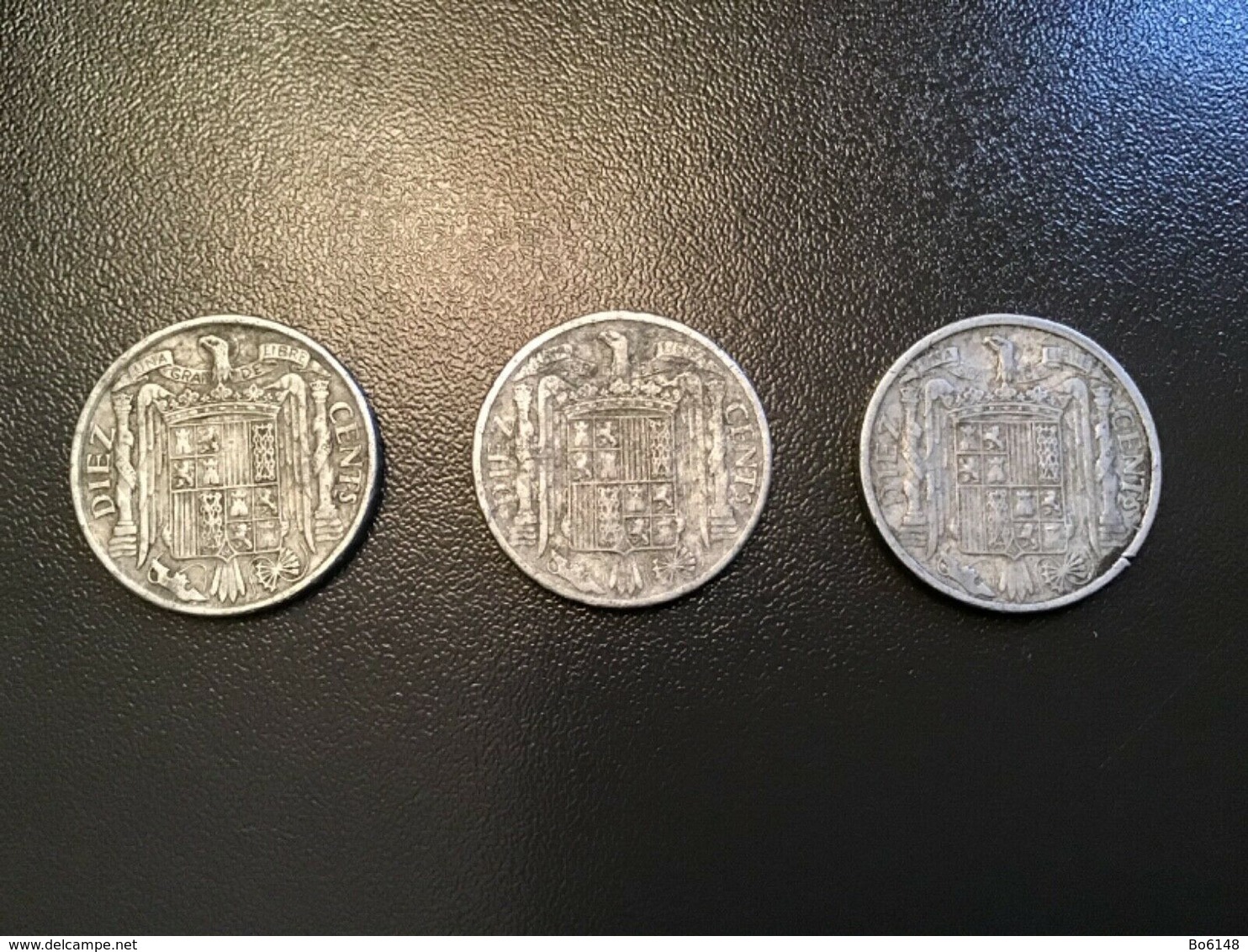 SPAGNA  ESPANA - 1940 , 1941 E 1945  - 3 Monete 10 CENTS - 10 Centiemen