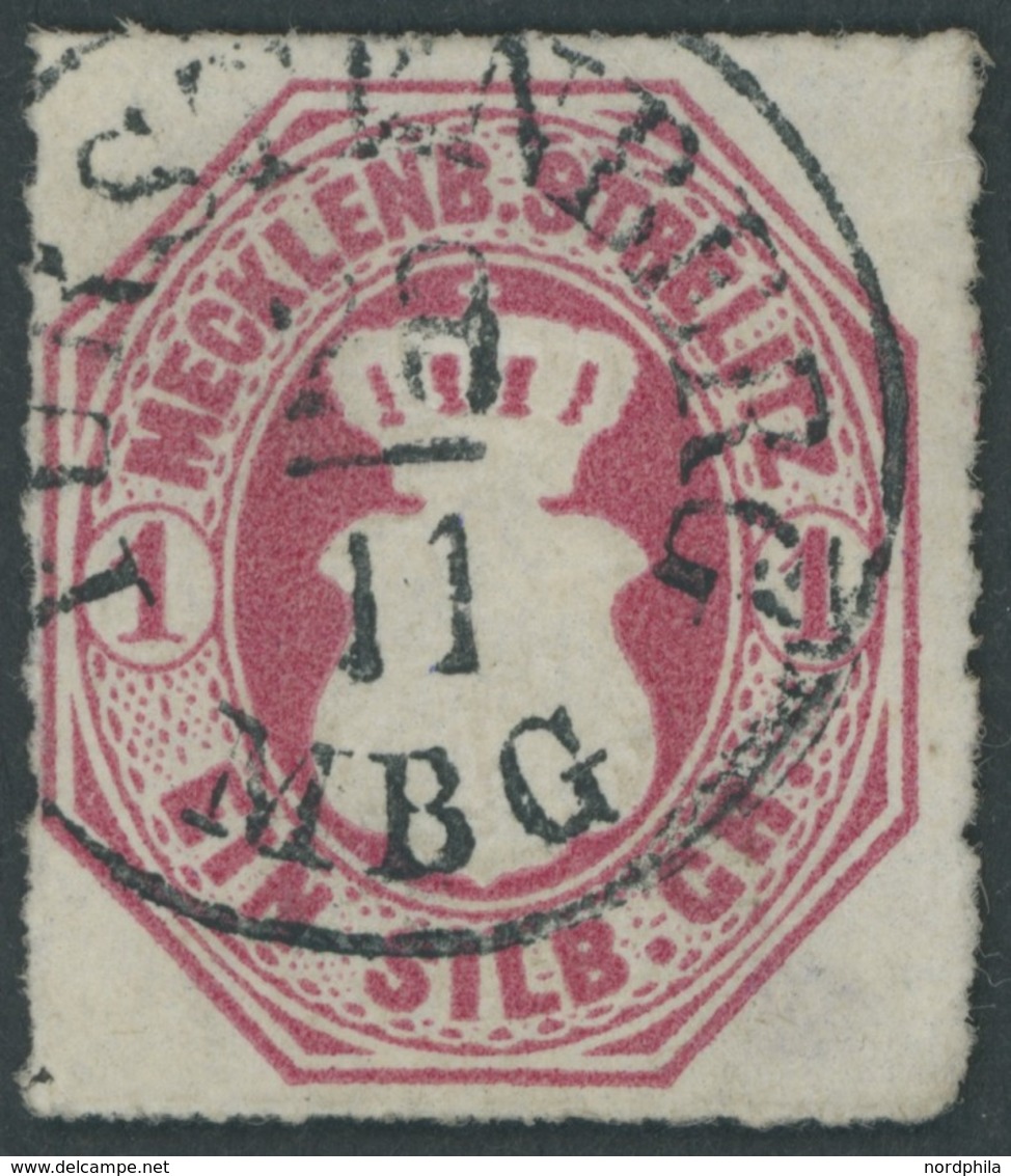 MECKLENBURG-STRELITZ 4 O, 1864, 1 Sgr. Dunkelrosarot, Zentrischer K1 FÜRSTENBERG, Kabinett, Gepr. W. Engel, Mi. (240.-) - Mecklenburg-Strelitz