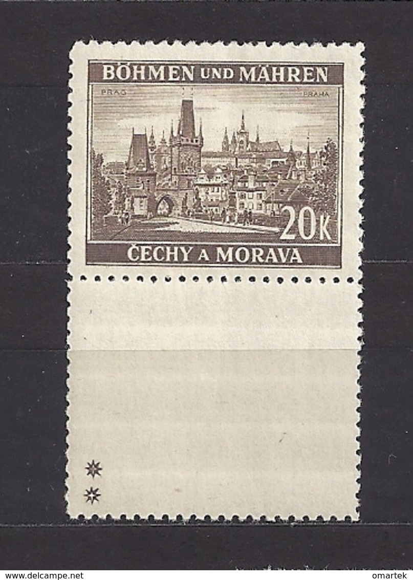Bohemia & Moravia Böhmen Und Mähren 1940 MNH ** Mi 61 Zf Sc 48 Städte II, Cities And Castles II. Zierfeld - Unused Stamps