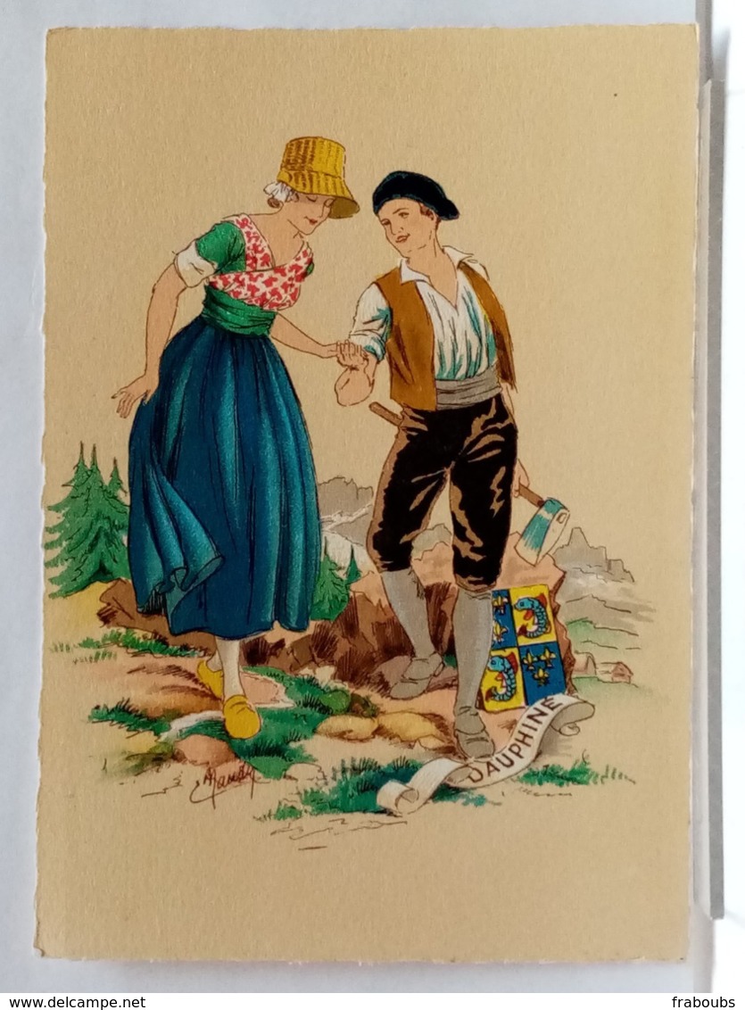 DAUPHINÉ - FOLKLORE - COSTUME - COIFFES - BUCHERON - HACHE - COUPLE - BLASON - ILLUSTRATION NAUDY - BARRE DAYEZ 1187 P - Naudy