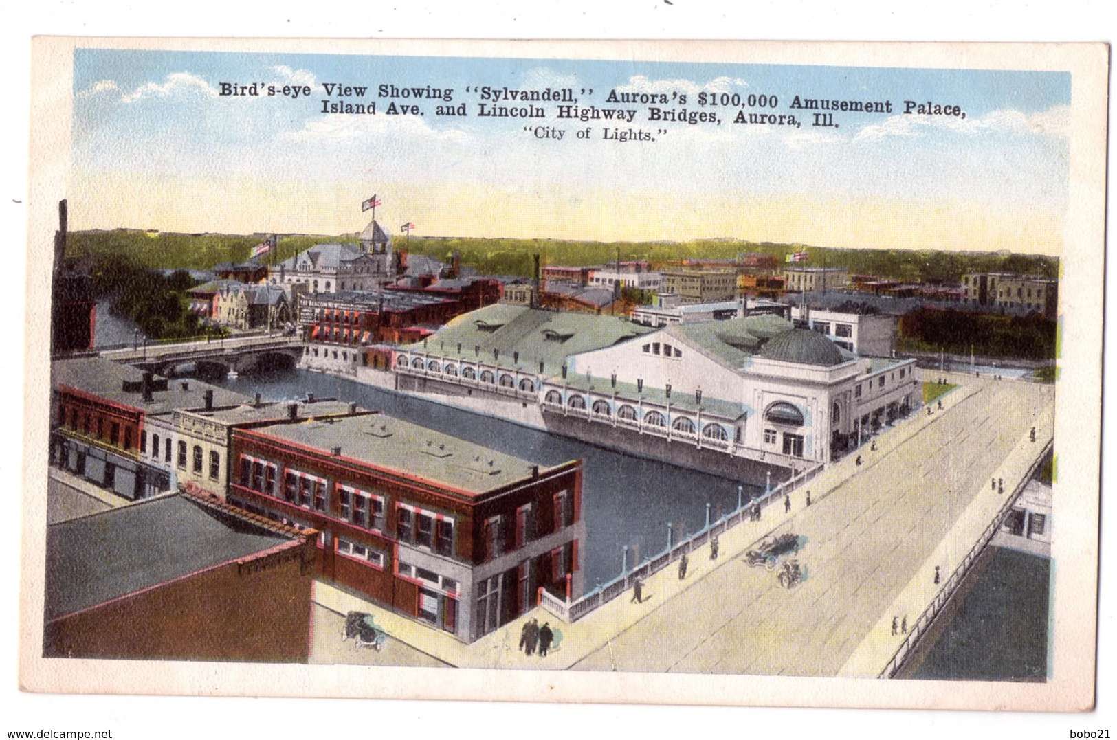 6910 - Aurora ( Il ) USA --  Bird'seye View Showing " Sylvandell " - ( Amusement Palace ) , Island Ave  - - Aurora (Ilinois)