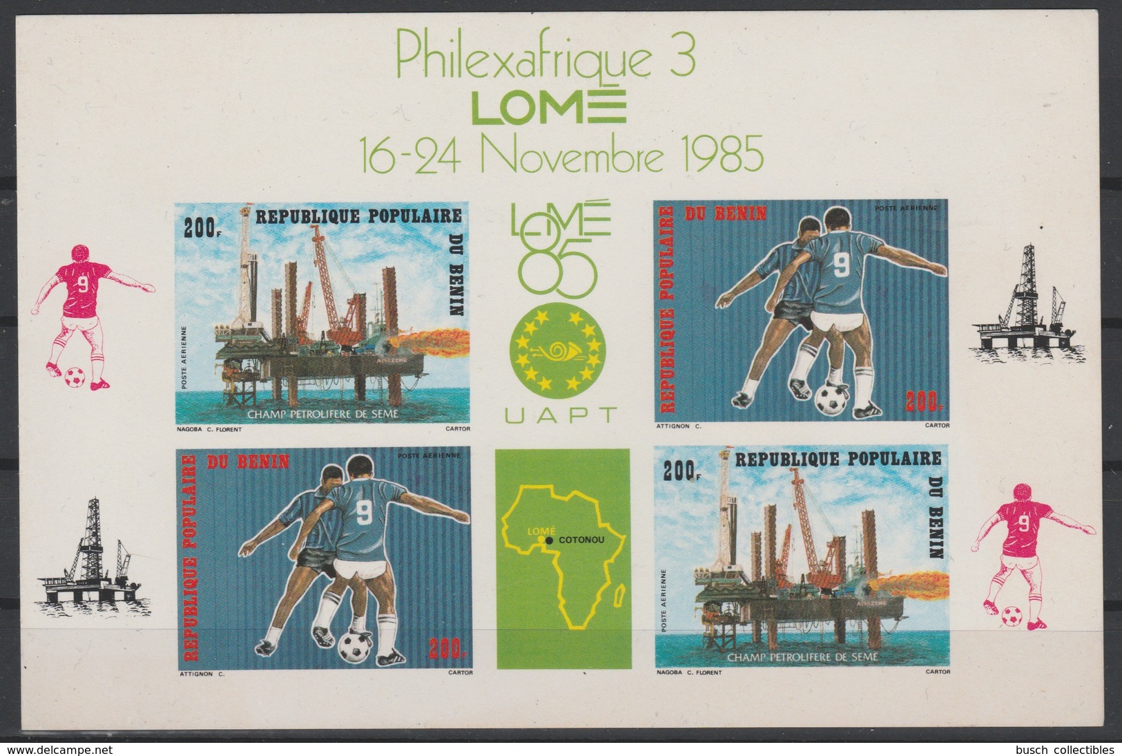 Benin 1985 Mi. 401 - 402 Epreuve De Luxe Proof Football Fußball Soccer Philexafrique Lomé Champ Pétrolier Sème - Storia Postale