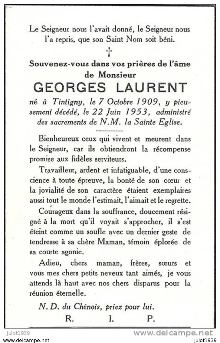 TINTIGNY ..-- Mr Georges LAURENT , Né En 1909 , Décédé En 1953 . - Tintigny