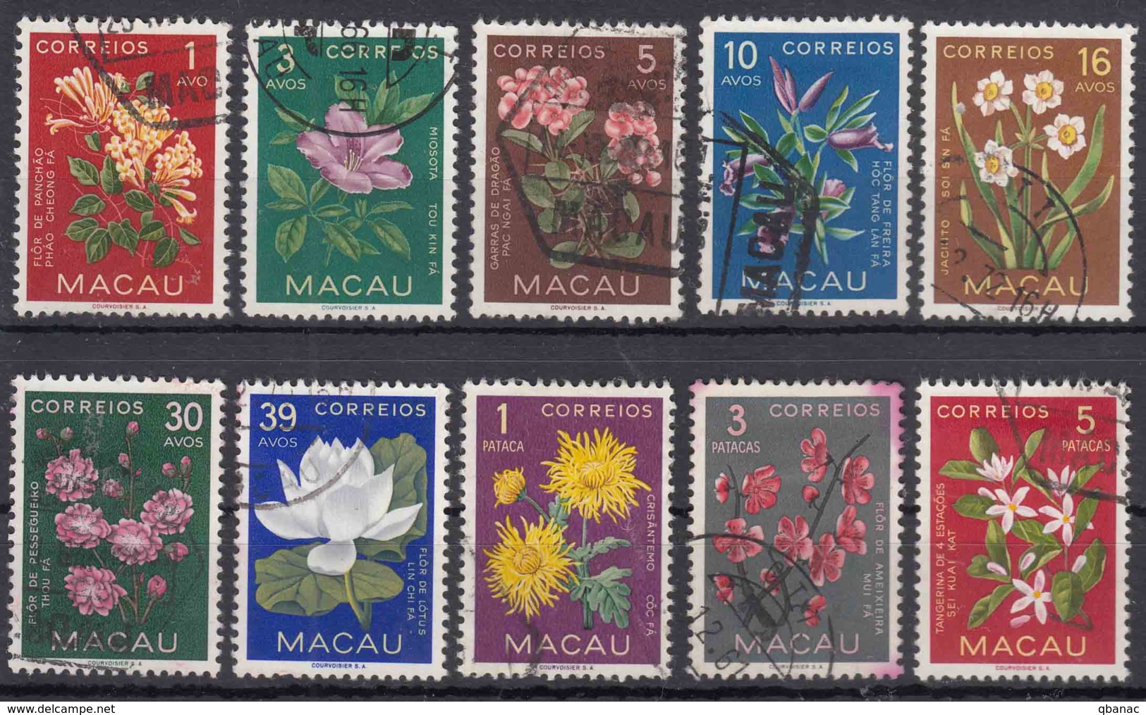 Portugal Macao Macau 1953 Flowers Mi#394-403 Used - Oblitérés