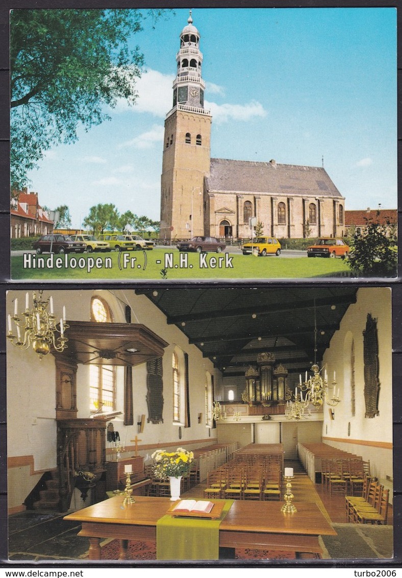 Ca. 1970 Hindeloopen N.H. Kerk + Interieur In Kleur 2 X Blanco - Hindeloopen