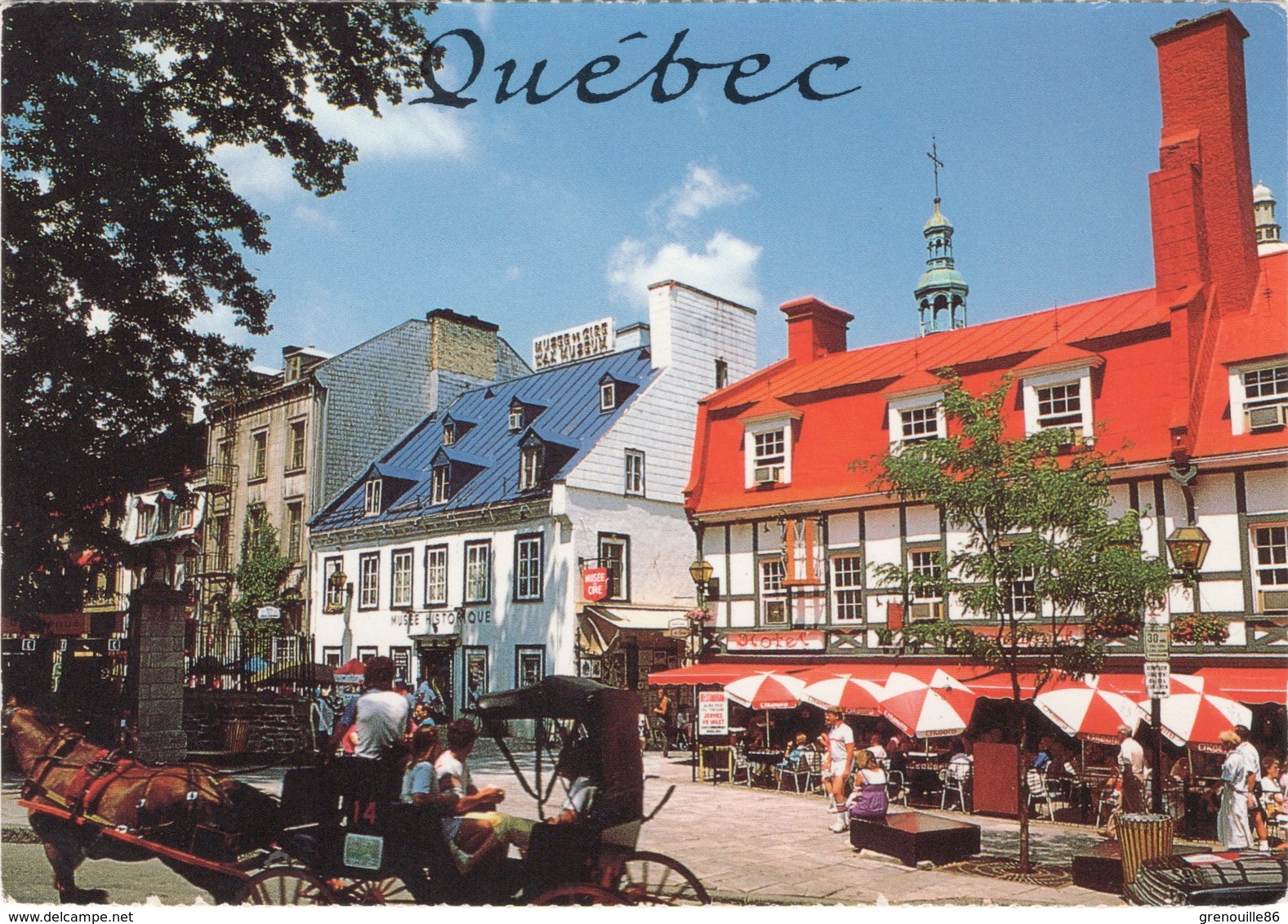 CPSM CANADA QUEBEC Place Avec Café Et Voiture à Cheval - Québec - Beauport