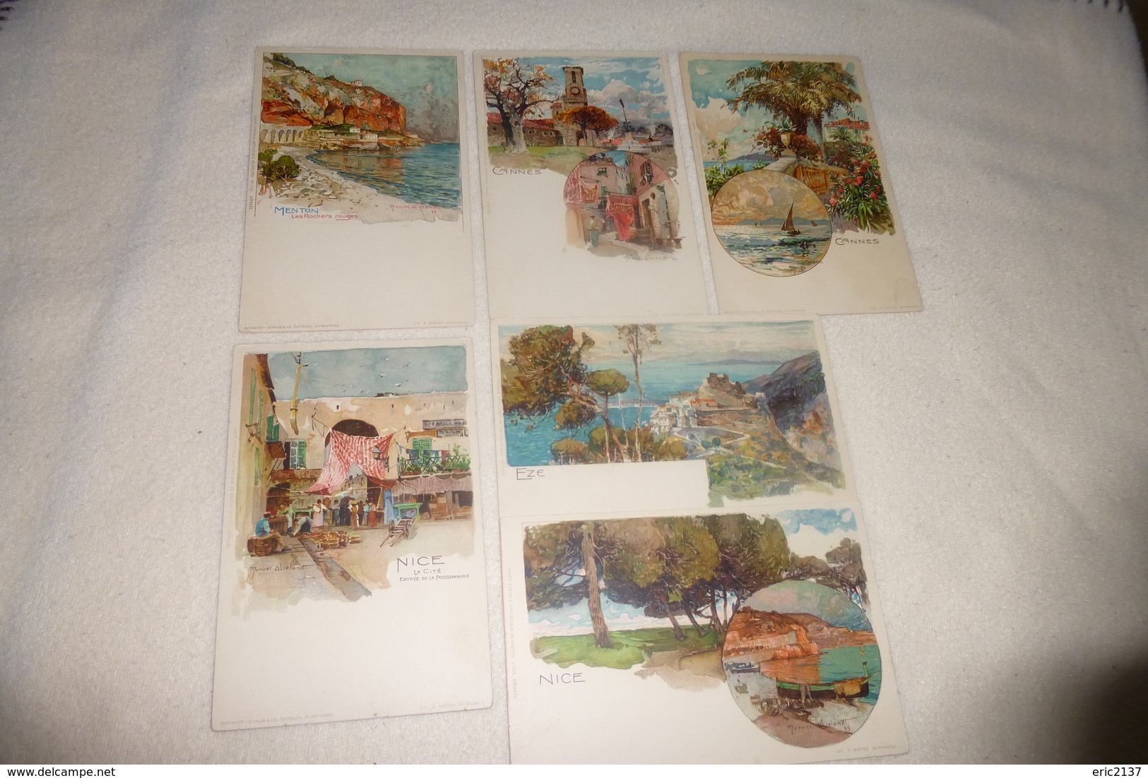 LOT DE 6 ILLUSTRATIONS ALPES MARITIMES (06) ..NICE (2) CANNES (2) ..MENTON ET EZE - Wielandt, Manuel