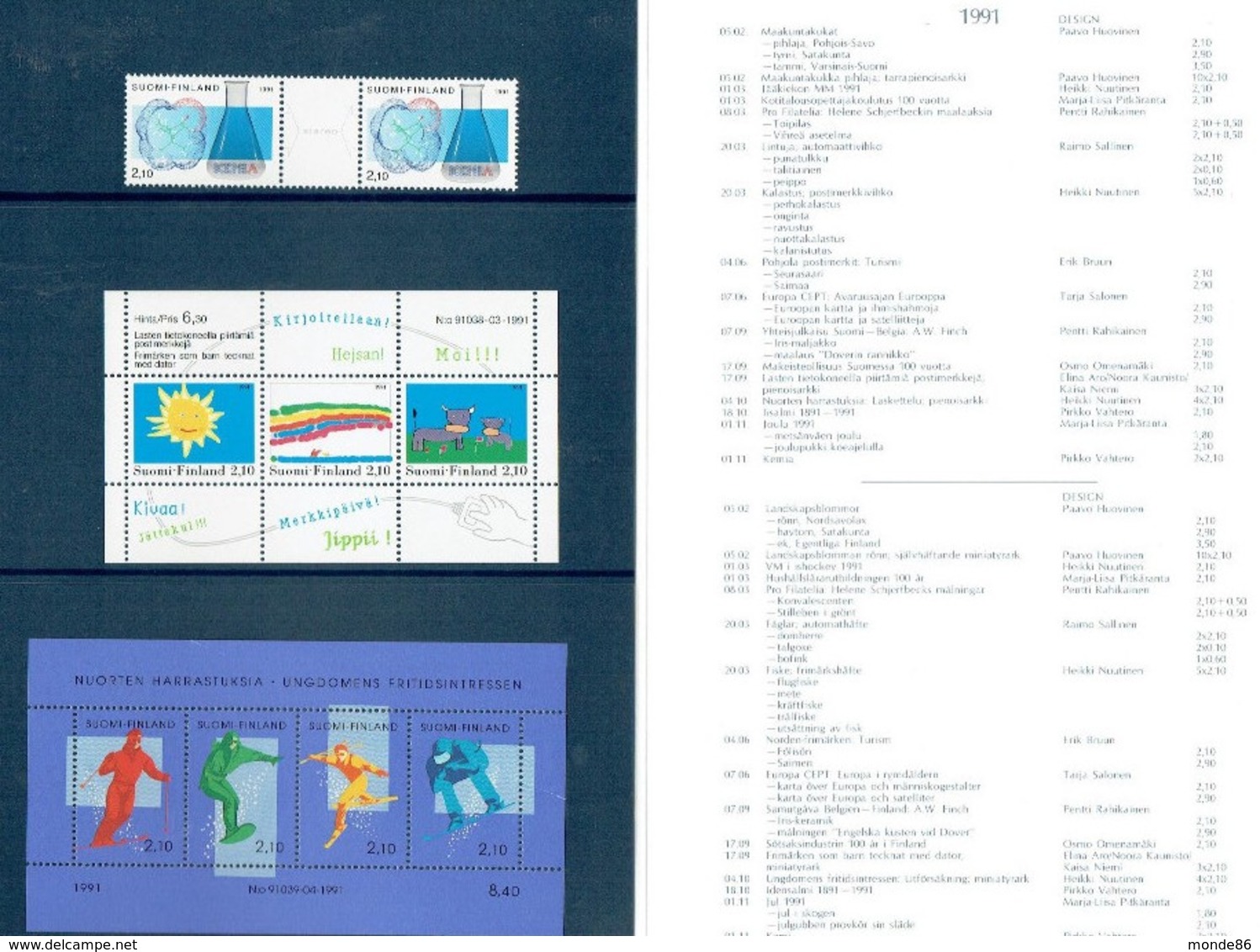 FINLANDE - Année Complète 1991 ** - Dans Un Carnet Officiel - Années Complètes