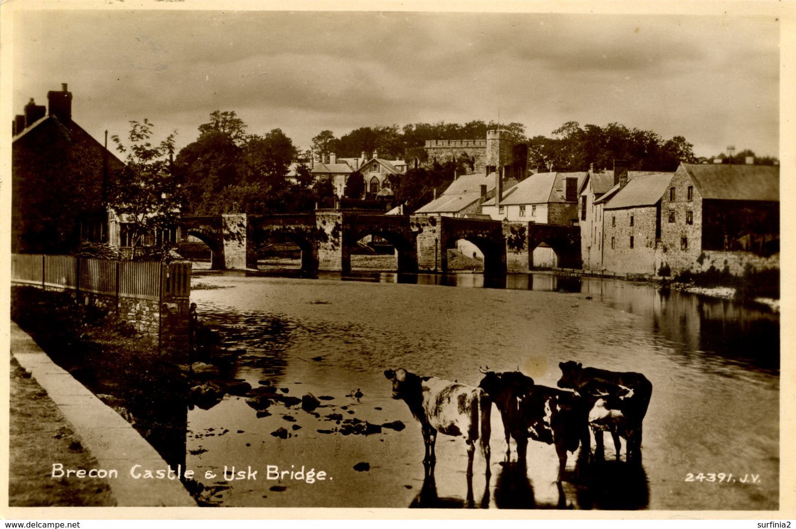 POWYS - BRECON - CASTLE AND USK BRIDGE RP Gw137 - Breconshire