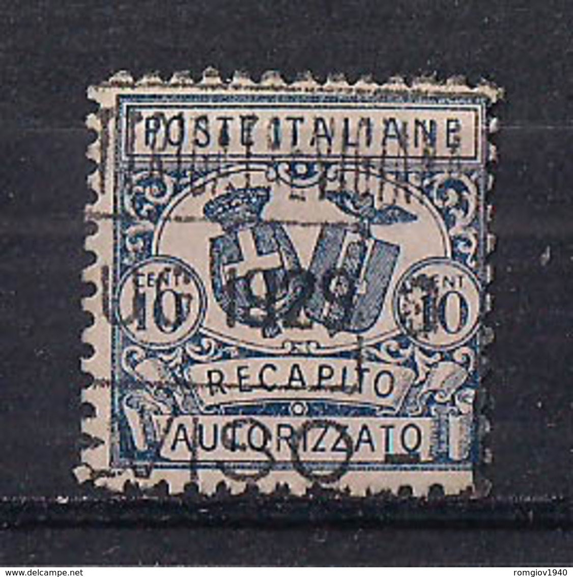 REGNO D'ITALIA  1928 RECAPITO AUTORIZZATO RE VITTORIO EMANUELE III SASS. 1 USATO  VF  (DENTELLATO 11) - Autres & Non Classés