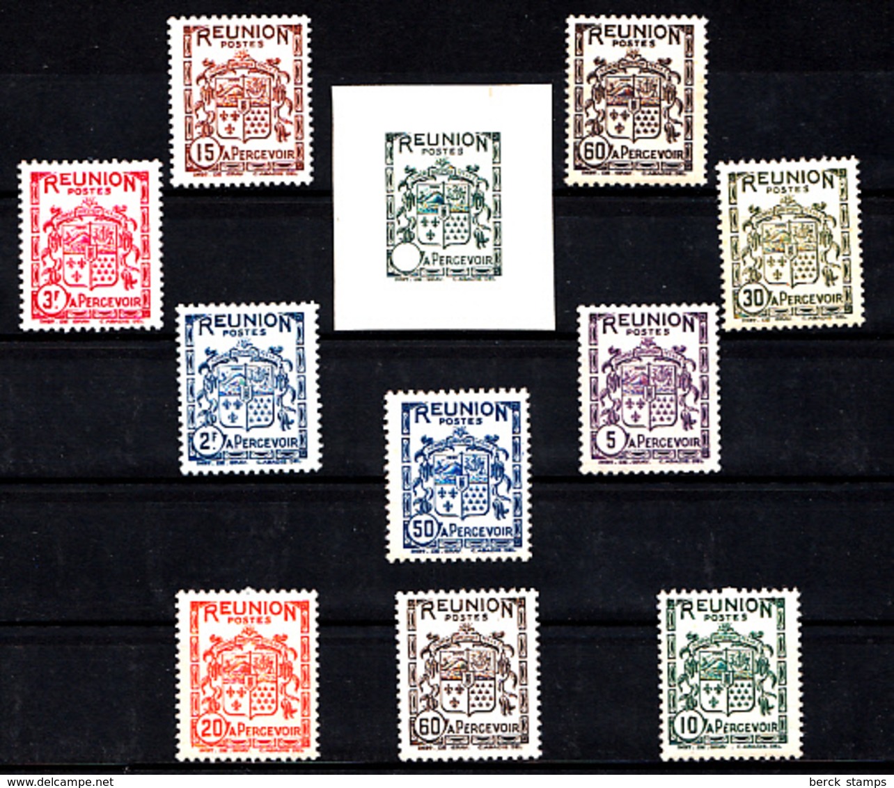 REUNION - TAXE N°16/25** + EPREUVE SANS LA VALEUR DANS LE CARTOUCHE. - Postage Due