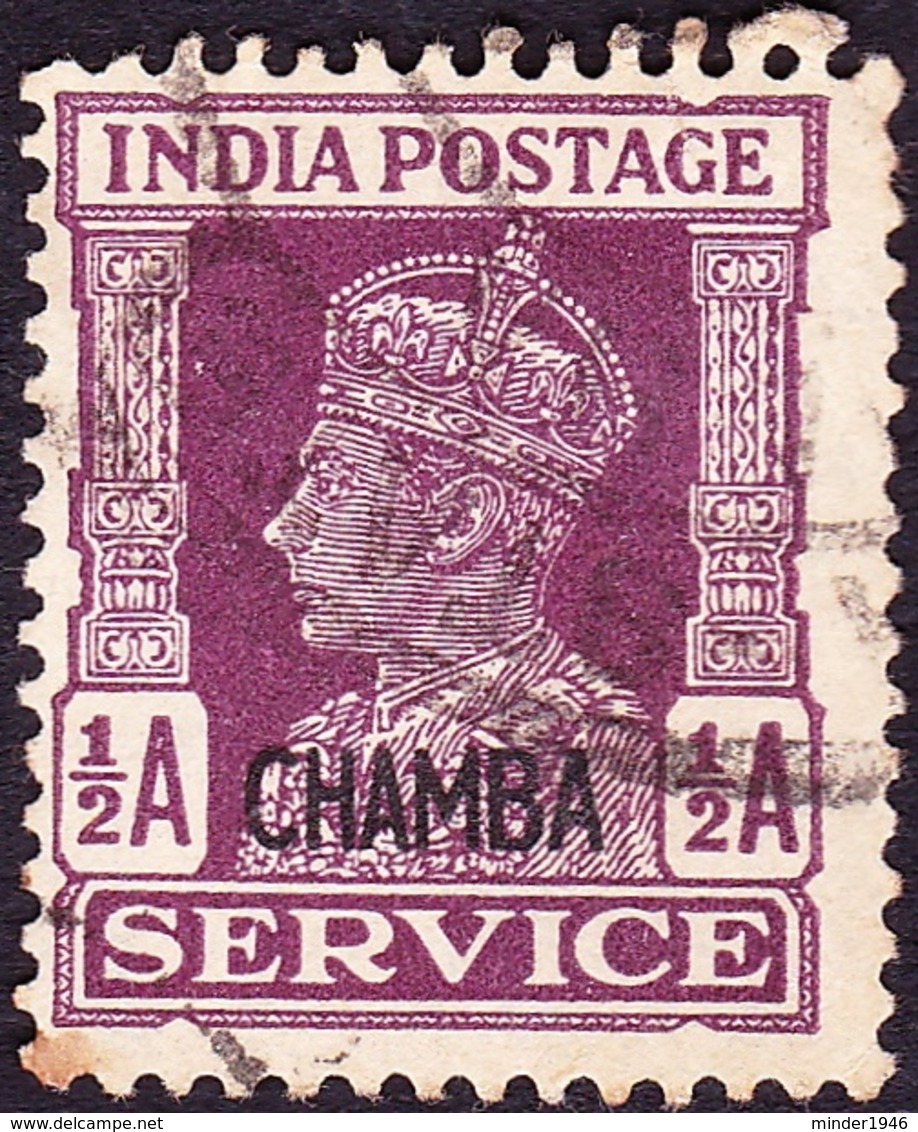 INDIA CHAMBA 1943 KGVI 1/2a Purple 'Service' SGO74 FU - Chamba