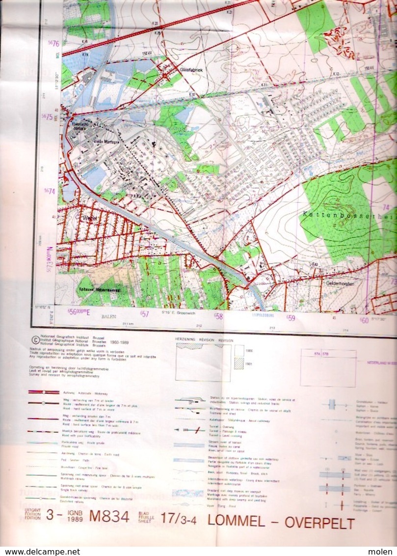 ©1986 LOMMEL OVERPELT STAFKAART 17/3-4 NEERPELT PELT VOSSEMEREN MAATHEIDE LINDEL HERENT BOSEIND S933