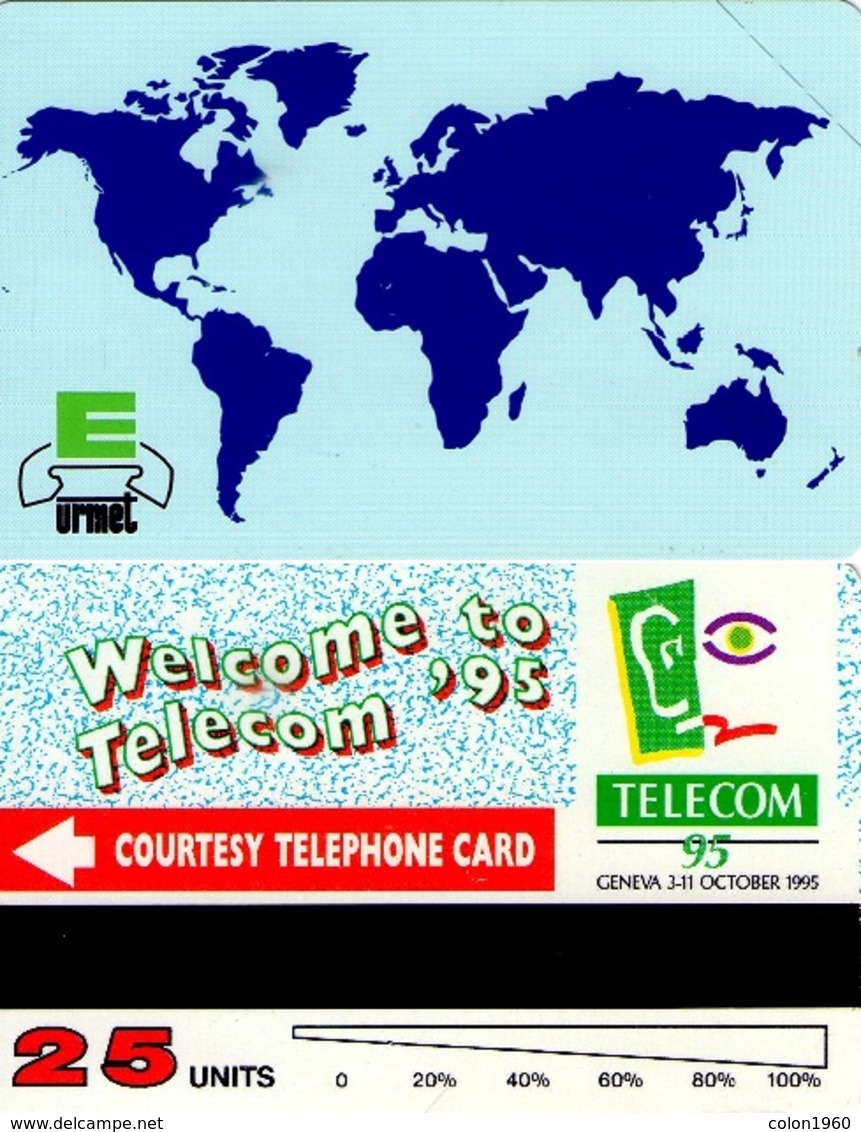 ITALIA. World Map - Telecom Geneva '95. Exhibition Cards. COURTESY. MINT. 5418. (074) - Tests & Service