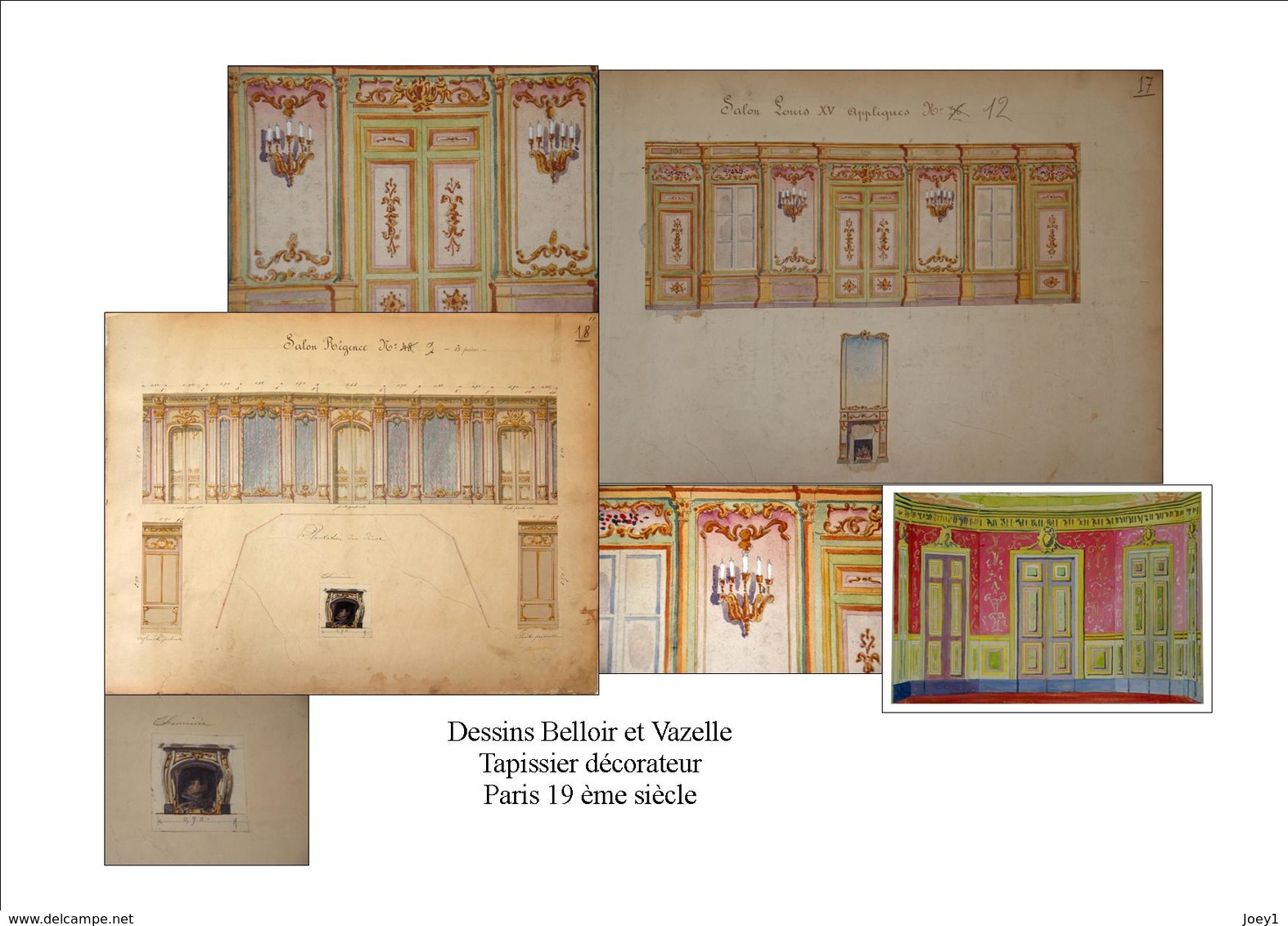 1 Ensemble De Dessin Belloir Et Vazelle Peintres Décorateurs Du 19ème Siècle - Tekeningen