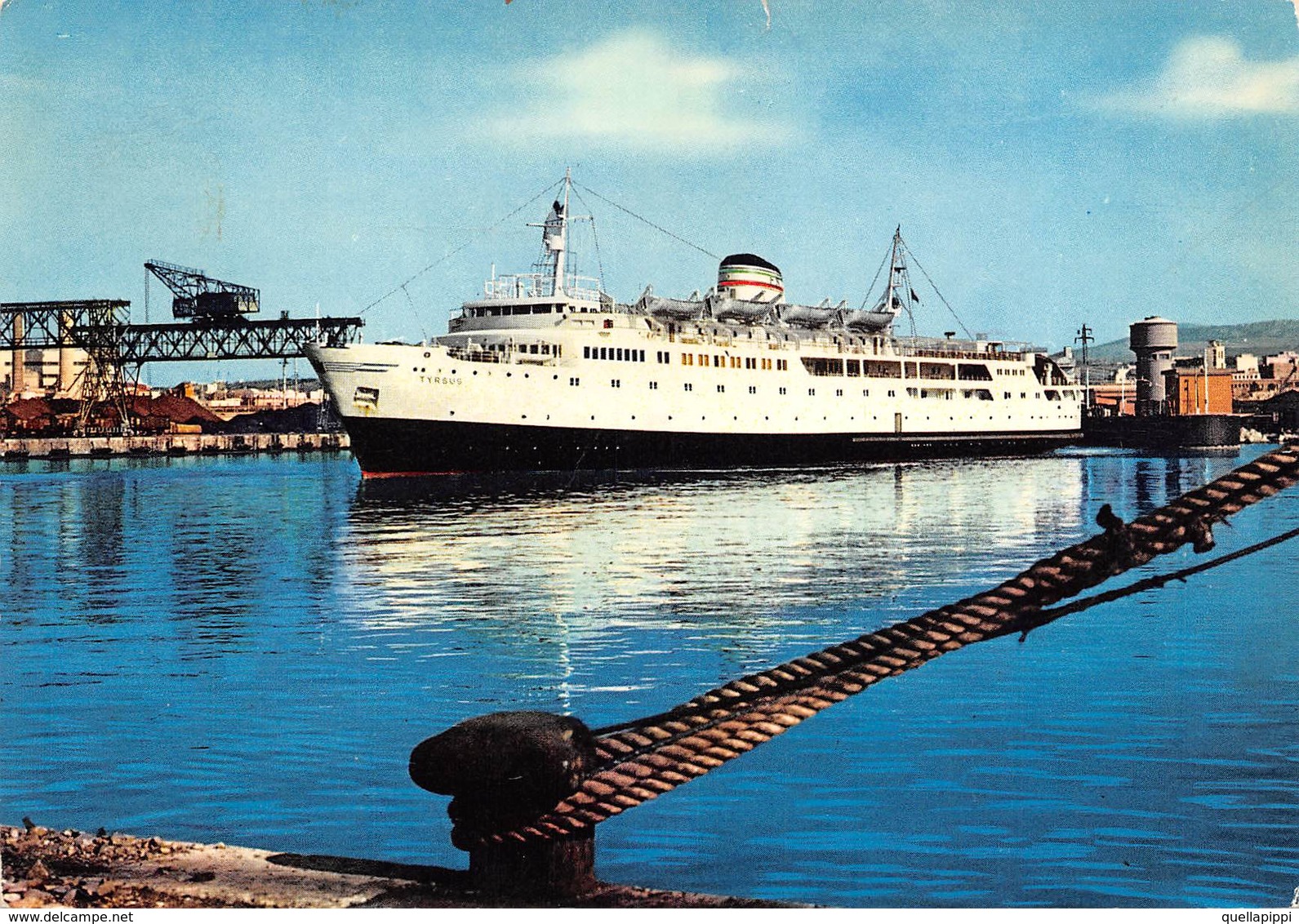 09908 "CIVITAVECCHIA - TRAGHETTO PER LA SARDEGNA TYRSUS"  TRAGHETTO, ANIMATA. CART  SPED 1965 - Civitavecchia